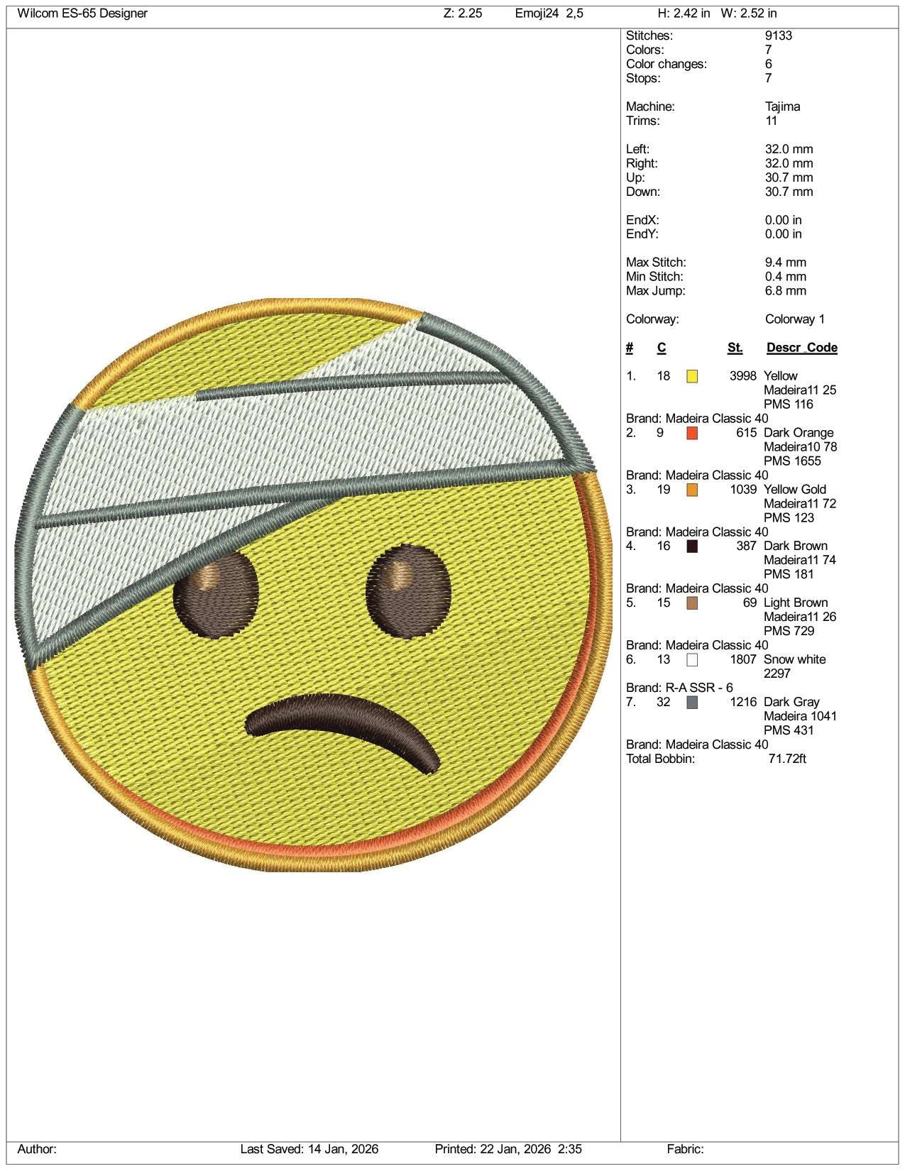 Face with Head Bandage Emoji Embroidery Design Files - 3 Size's