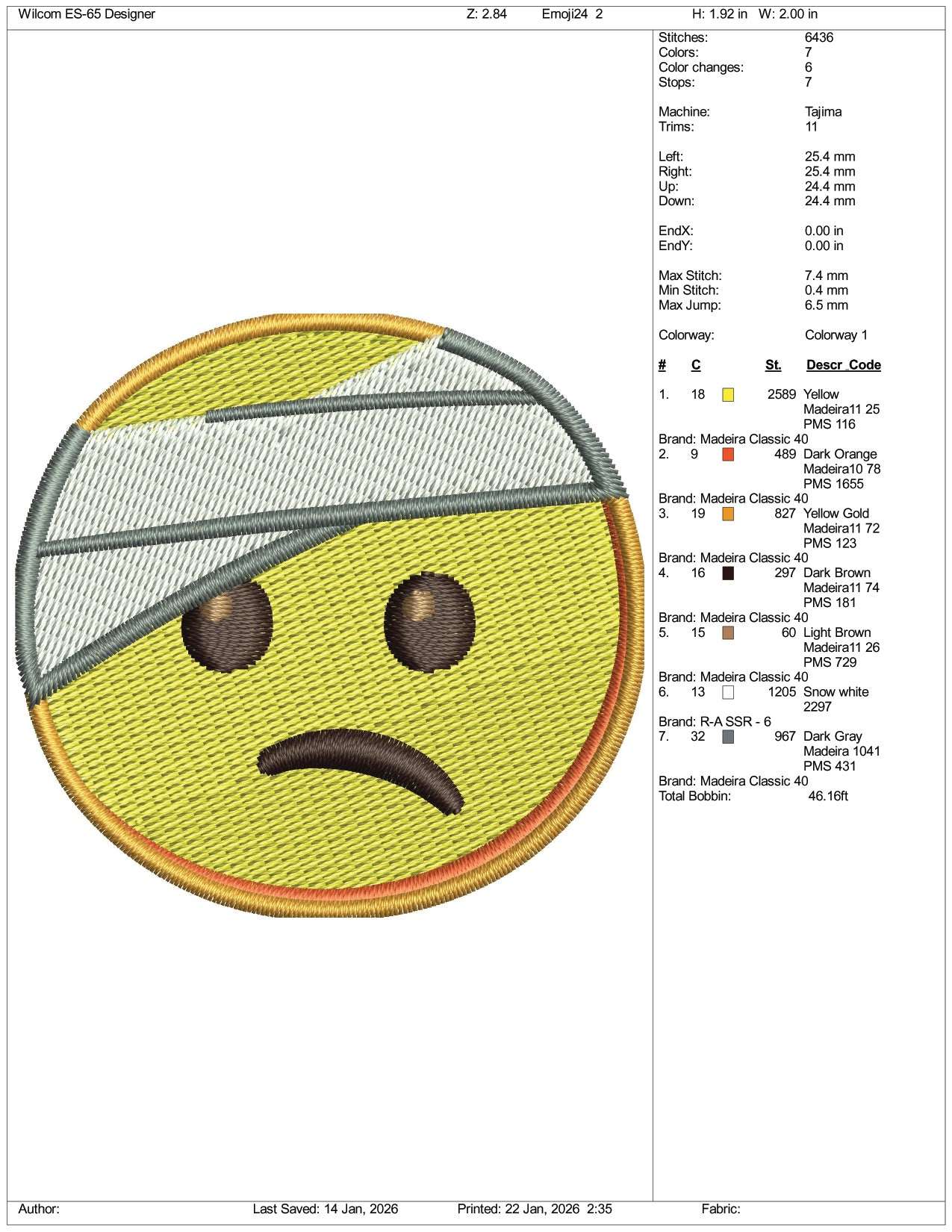Face with Head Bandage Emoji Embroidery Design Files - 3 Size's