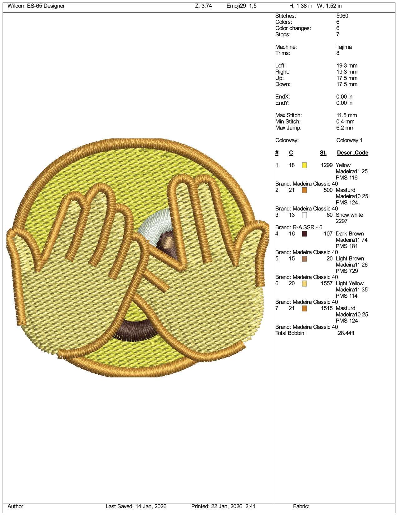 Face with Peeking Eye Emoji Embroidery Design Files - 3 Size's