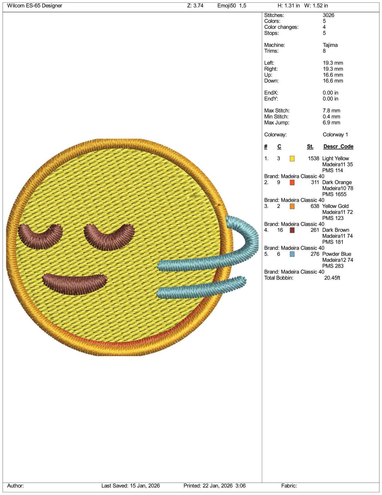 Head Shaking Horizontally Emoji Embroidery Design Files - 3 Size's