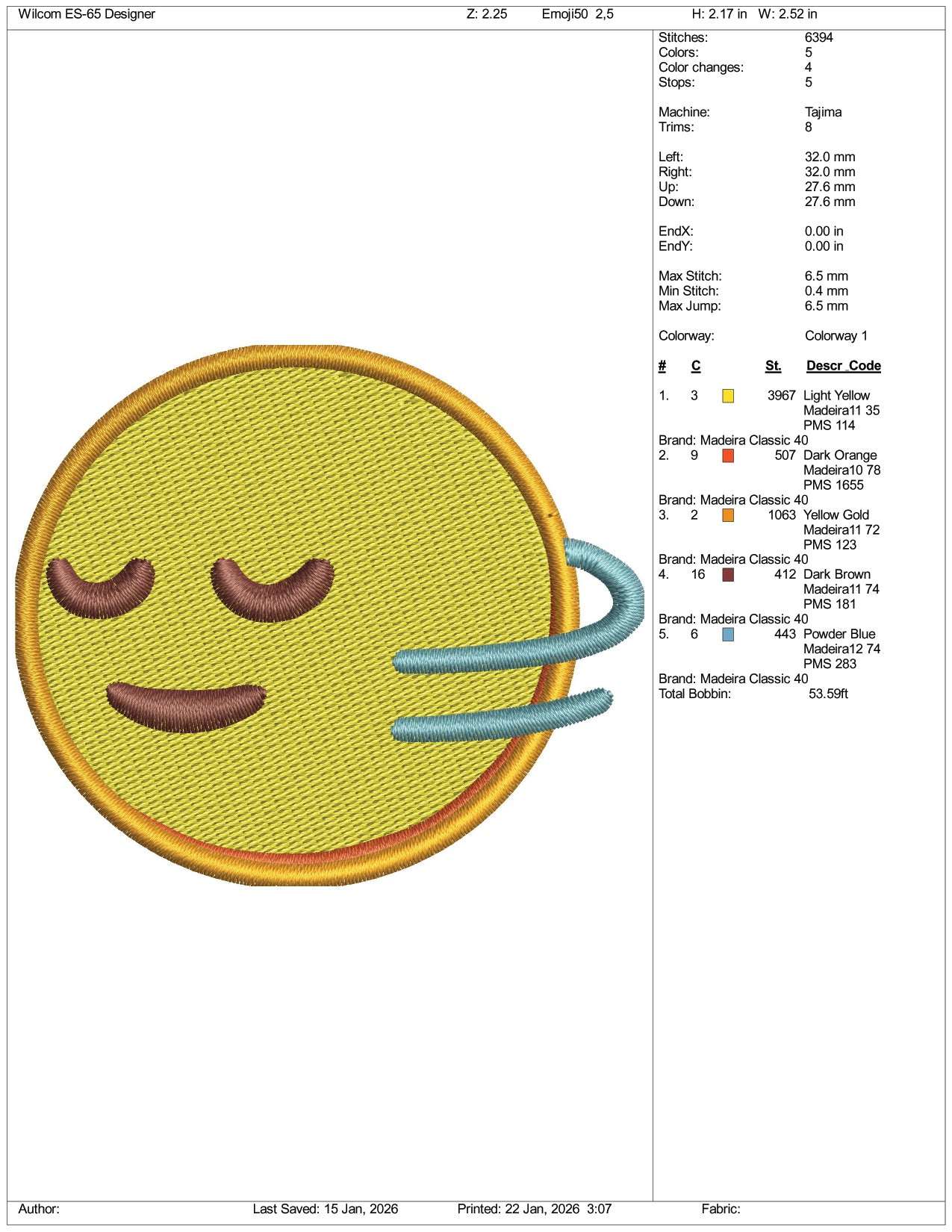 Head Shaking Horizontally Emoji Embroidery Design Files - 3 Size's