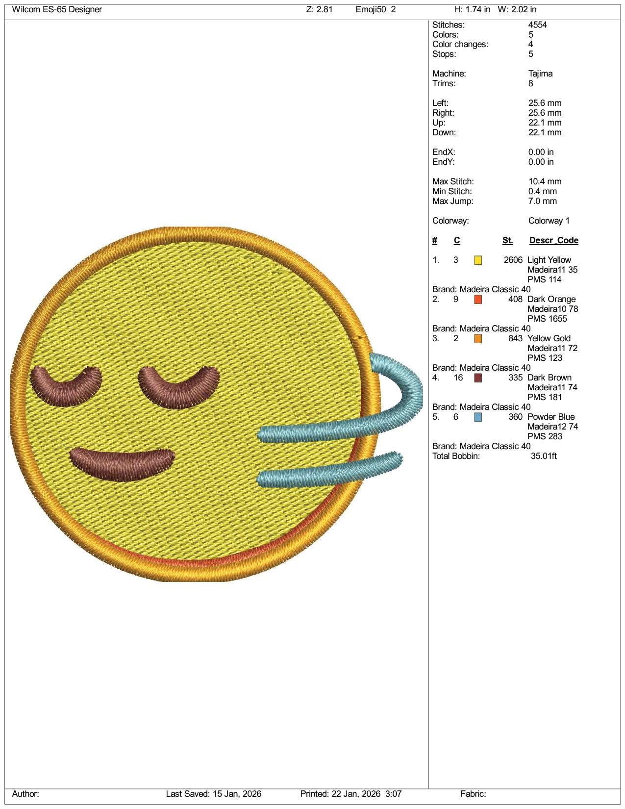 Head Shaking Horizontally Emoji Embroidery Design Files - 3 Size's