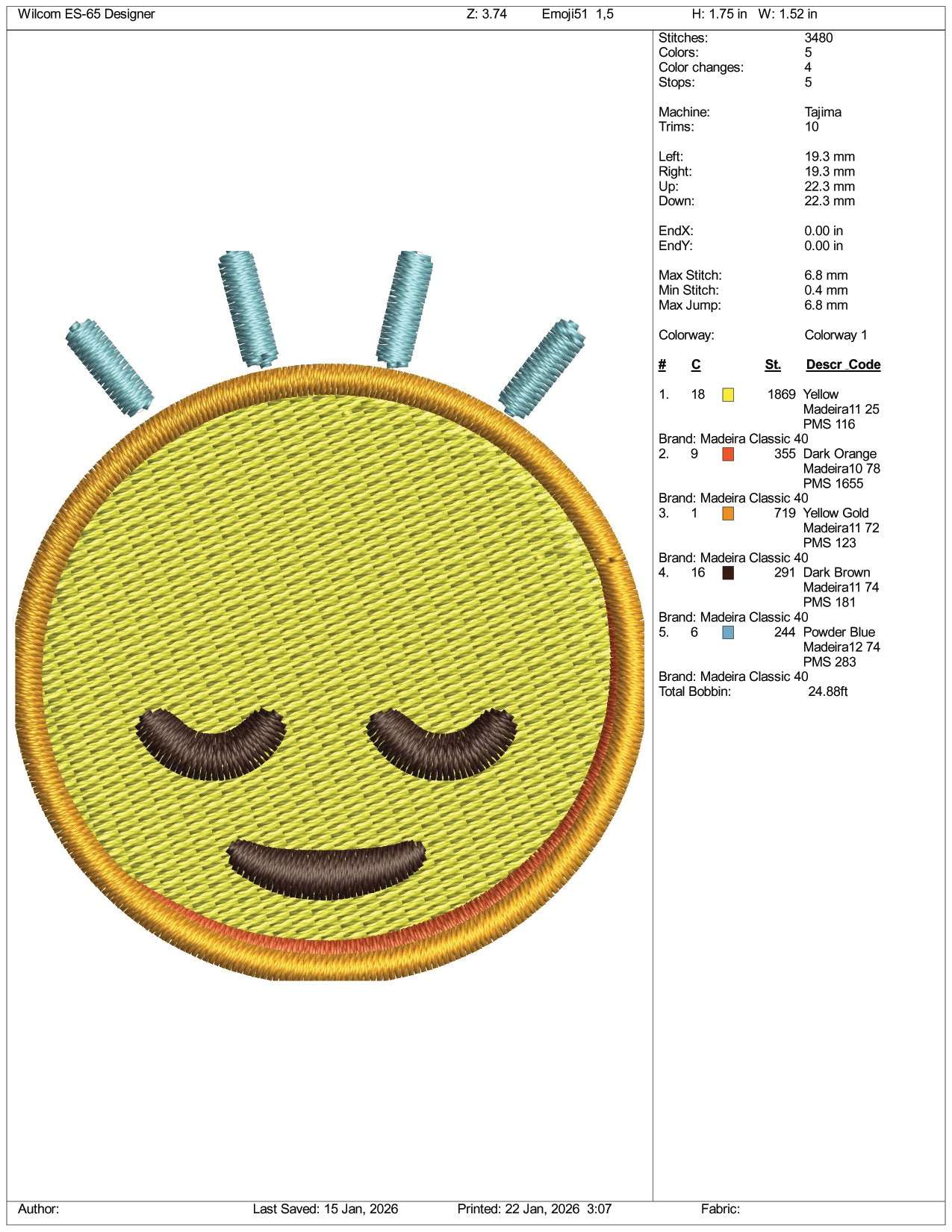Head Shaking Vertically Emoji Embroidery Design Files - 3 Size's