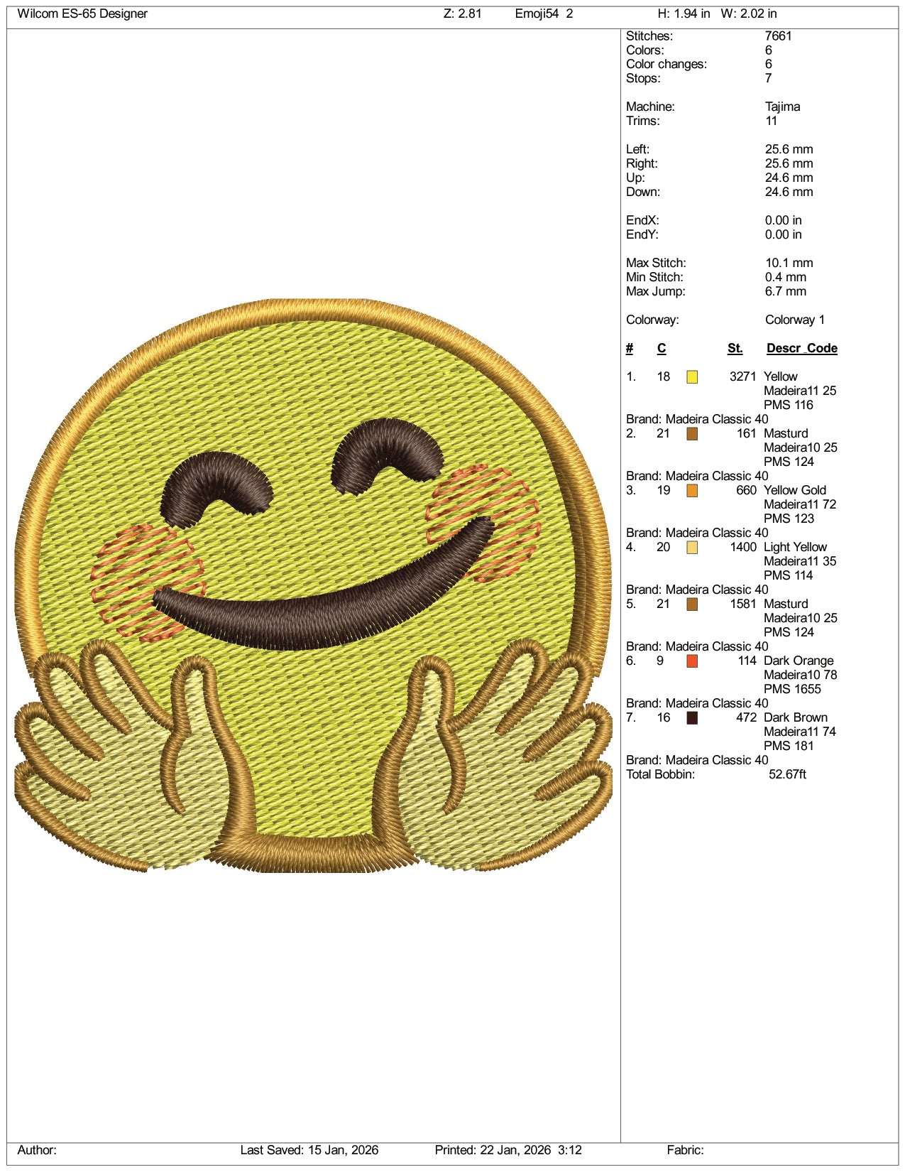 Hugging Face Embroidery Design Files - 3 Size's
