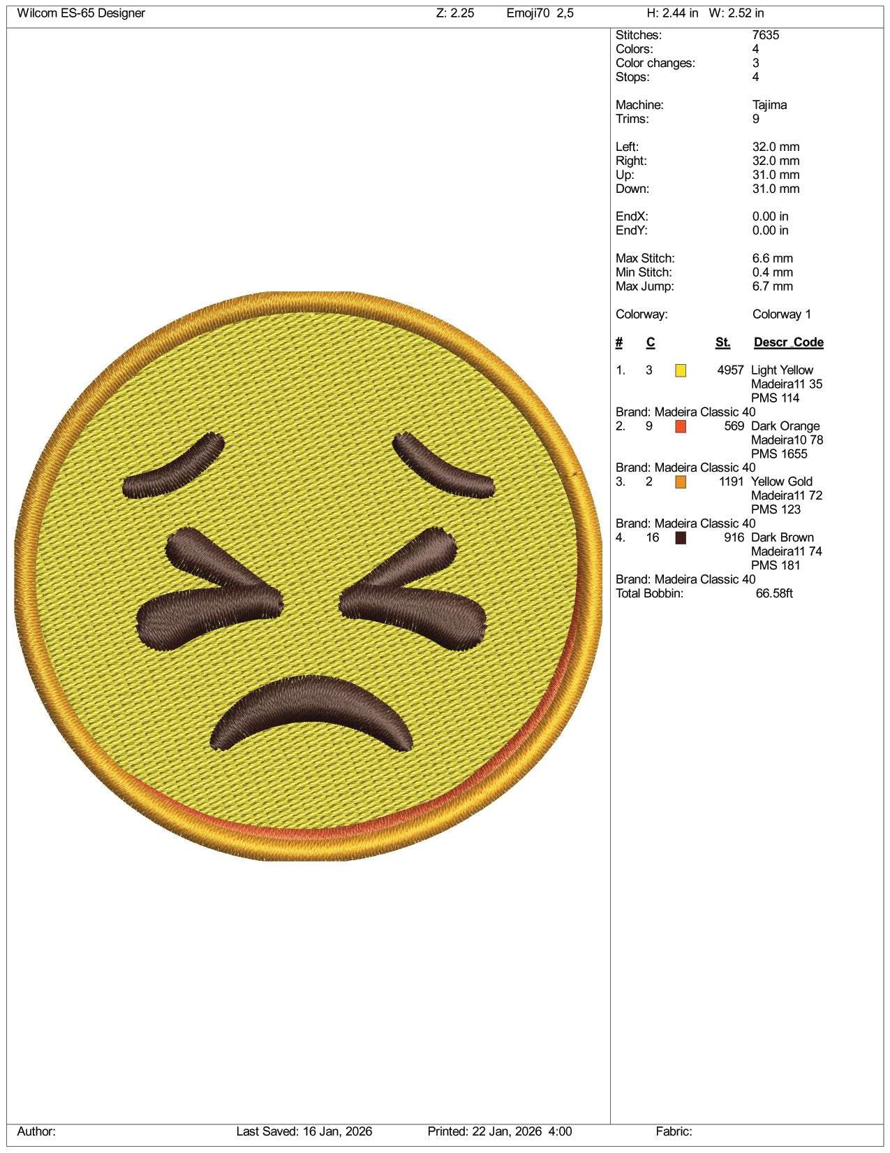 Persevering Face Emoji Embroidery Design Files - 3 Size's