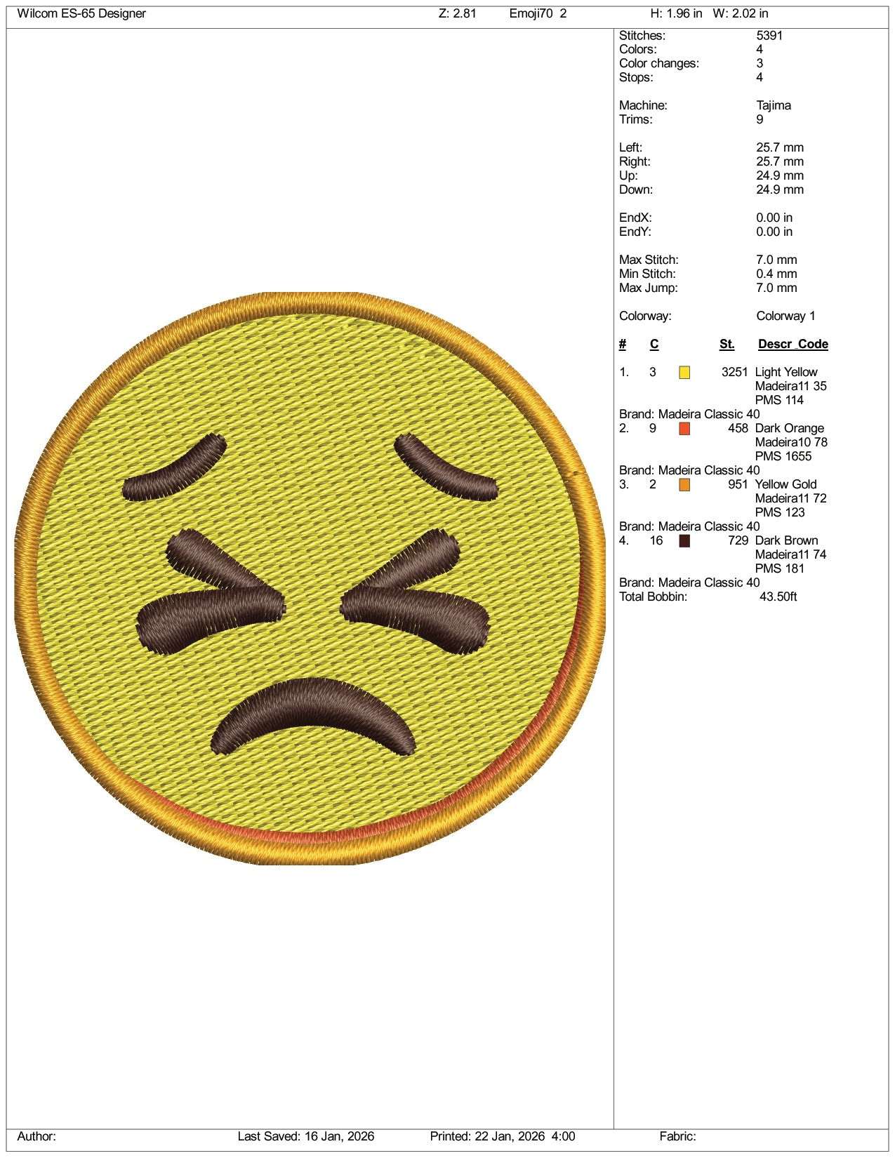 Persevering Face Emoji Embroidery Design Files - 3 Size's
