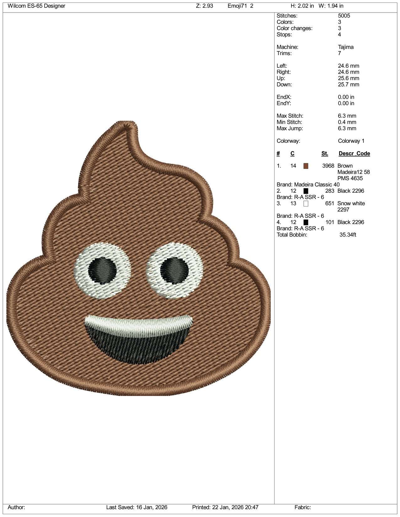 Pile of Poo Emoji Embroidery Design Files - 3 Size's