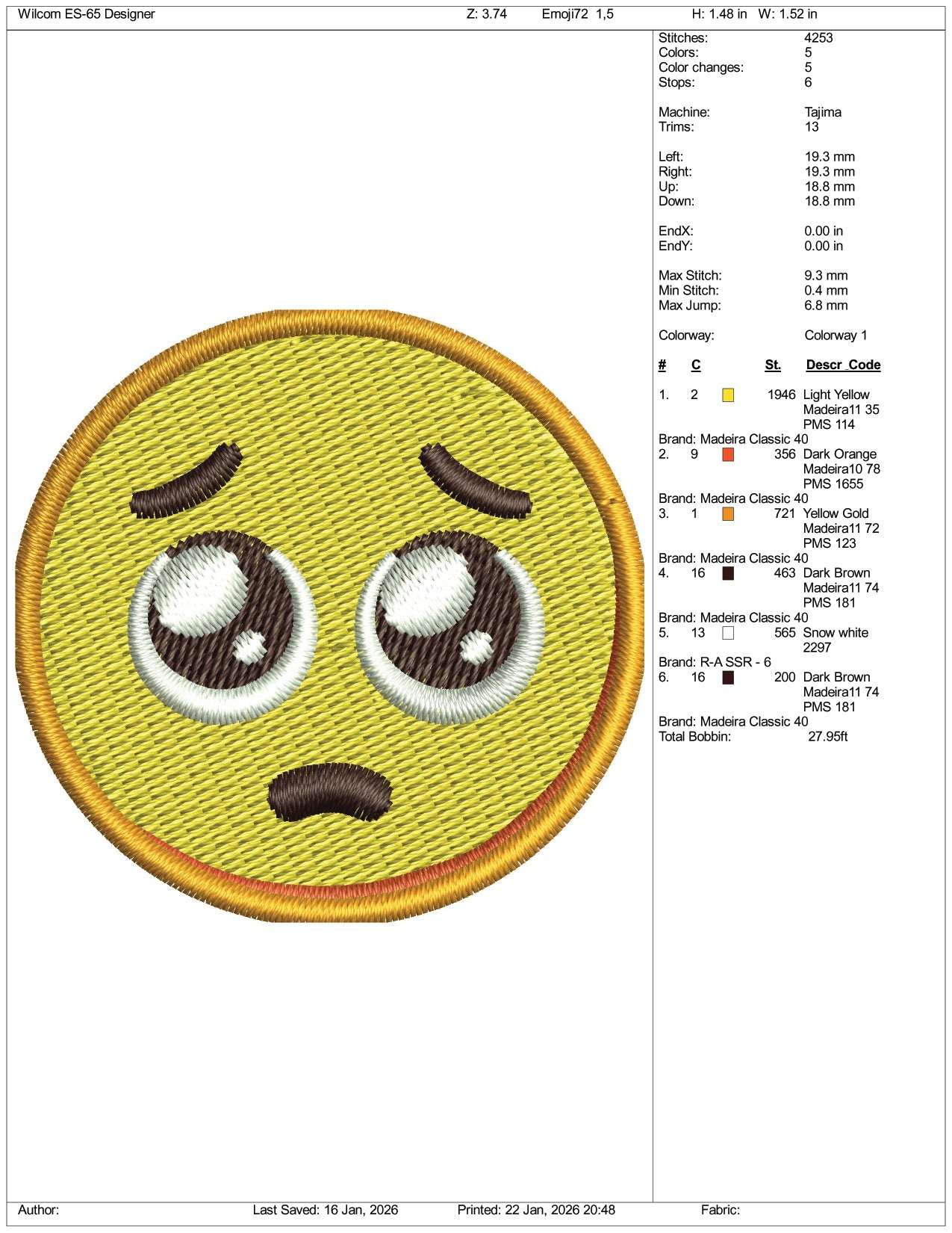Pleading Face Emoji Embroidery Design Files - 3 Size's