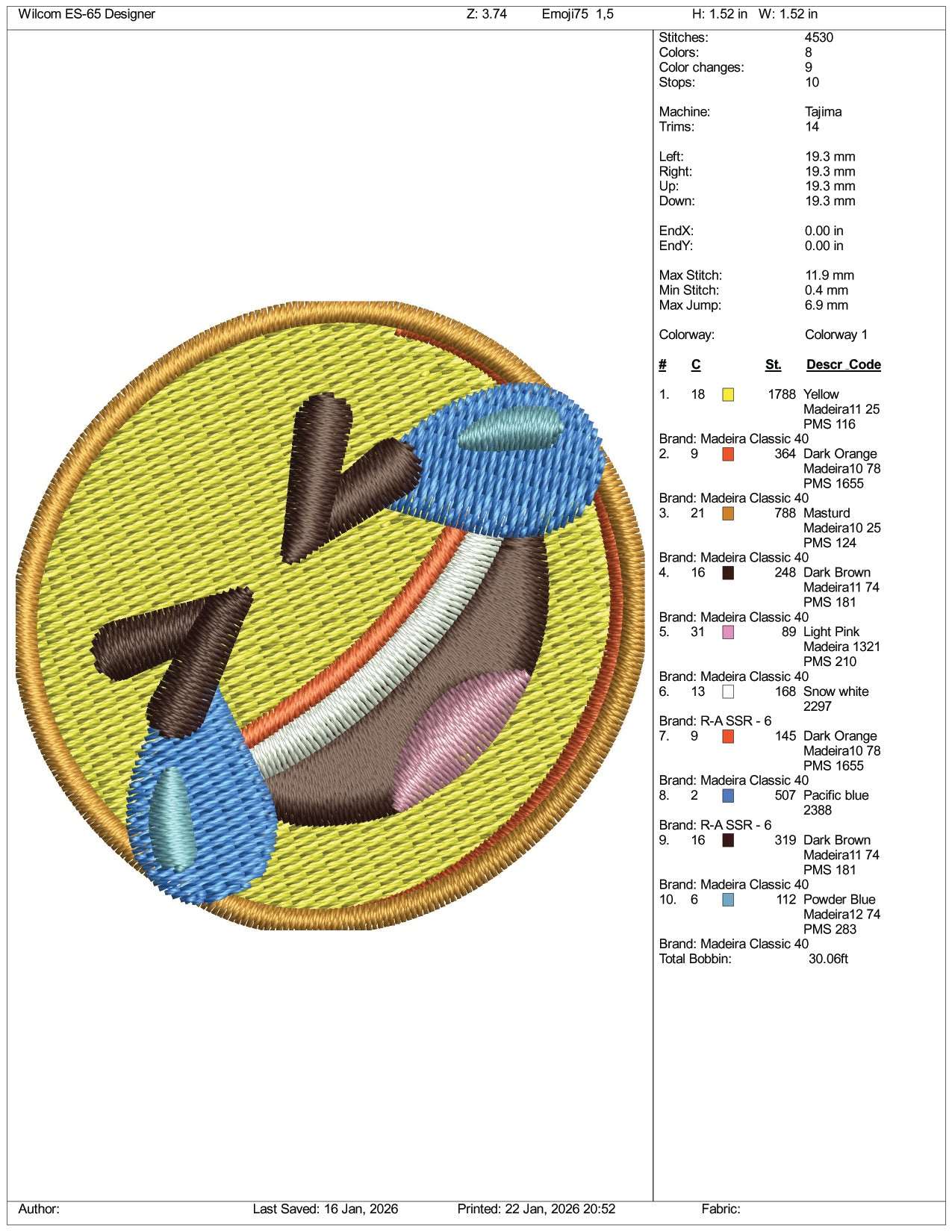 Rolling on The Floor Laughing Emoji Embroidery Design Files - 3 Size's