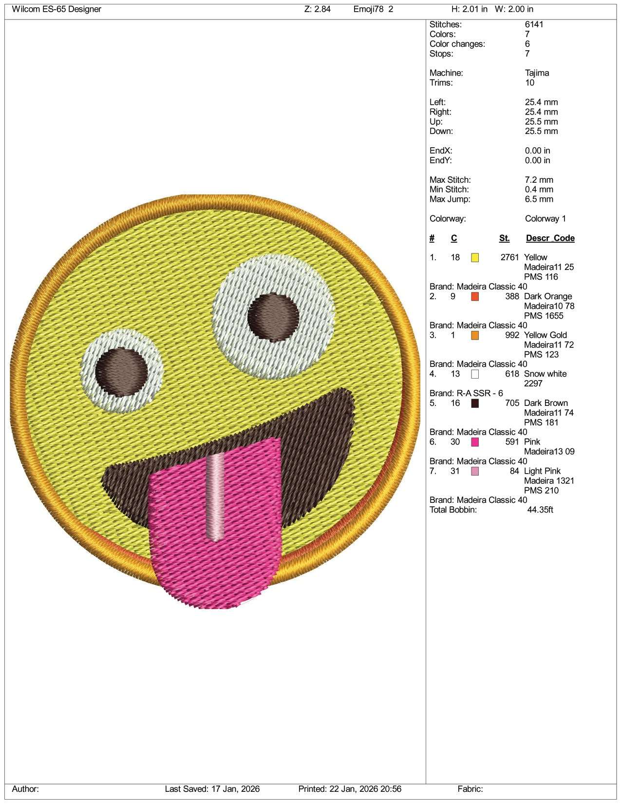 Zany Face Emoji Embroidery Design Files - 3 Size's