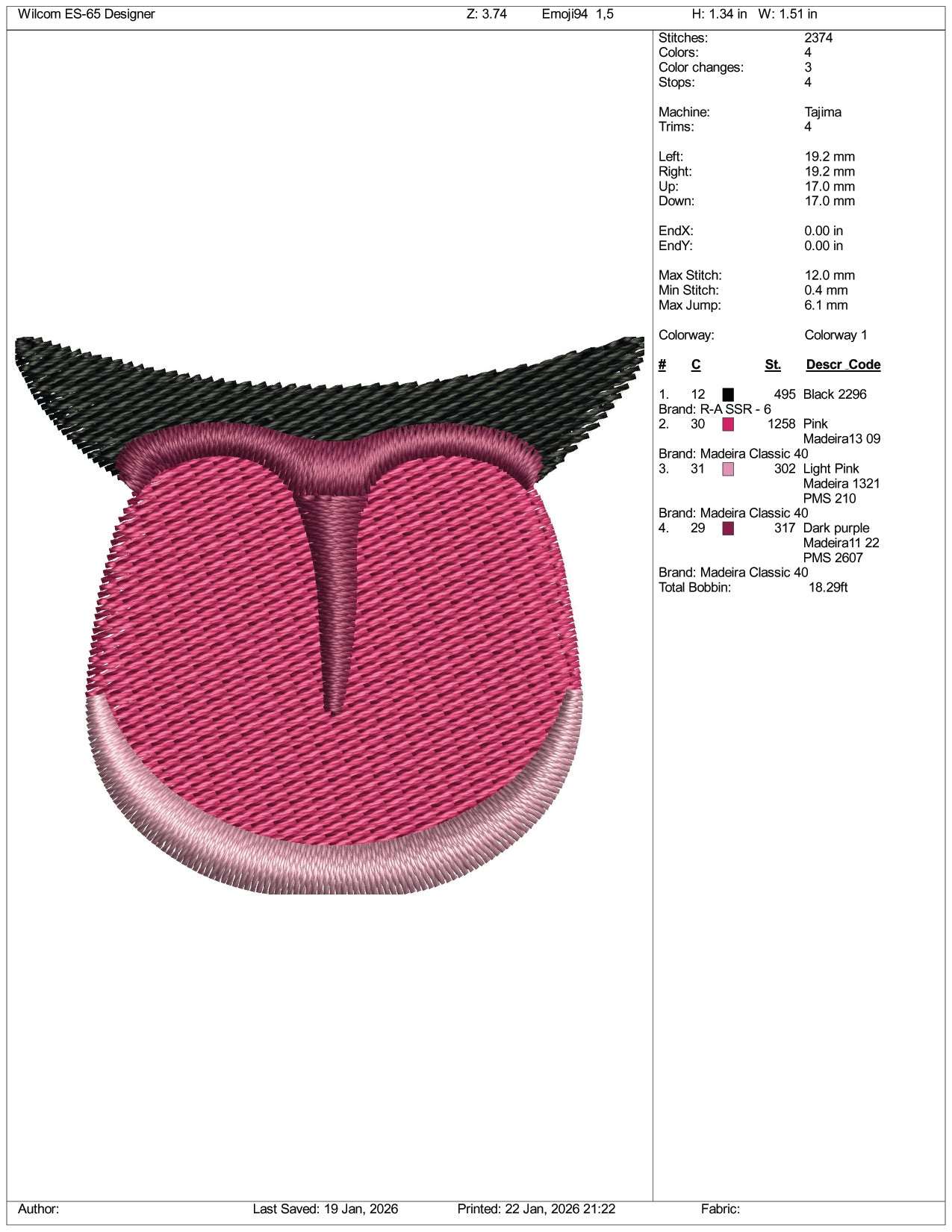 Tongue Emoji Embroidery Design Files - 3 Size's