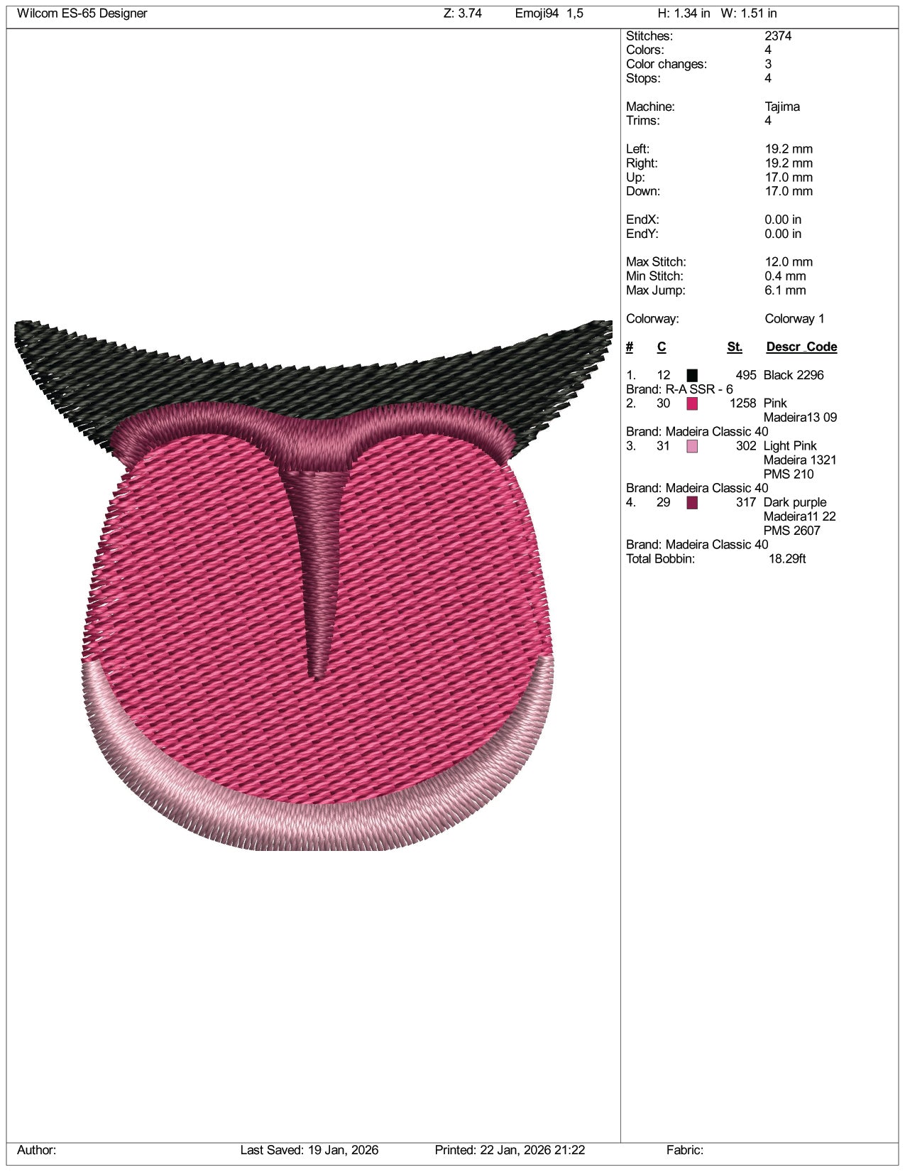 Tongue Emoji Embroidery Design Files - 3 Size's