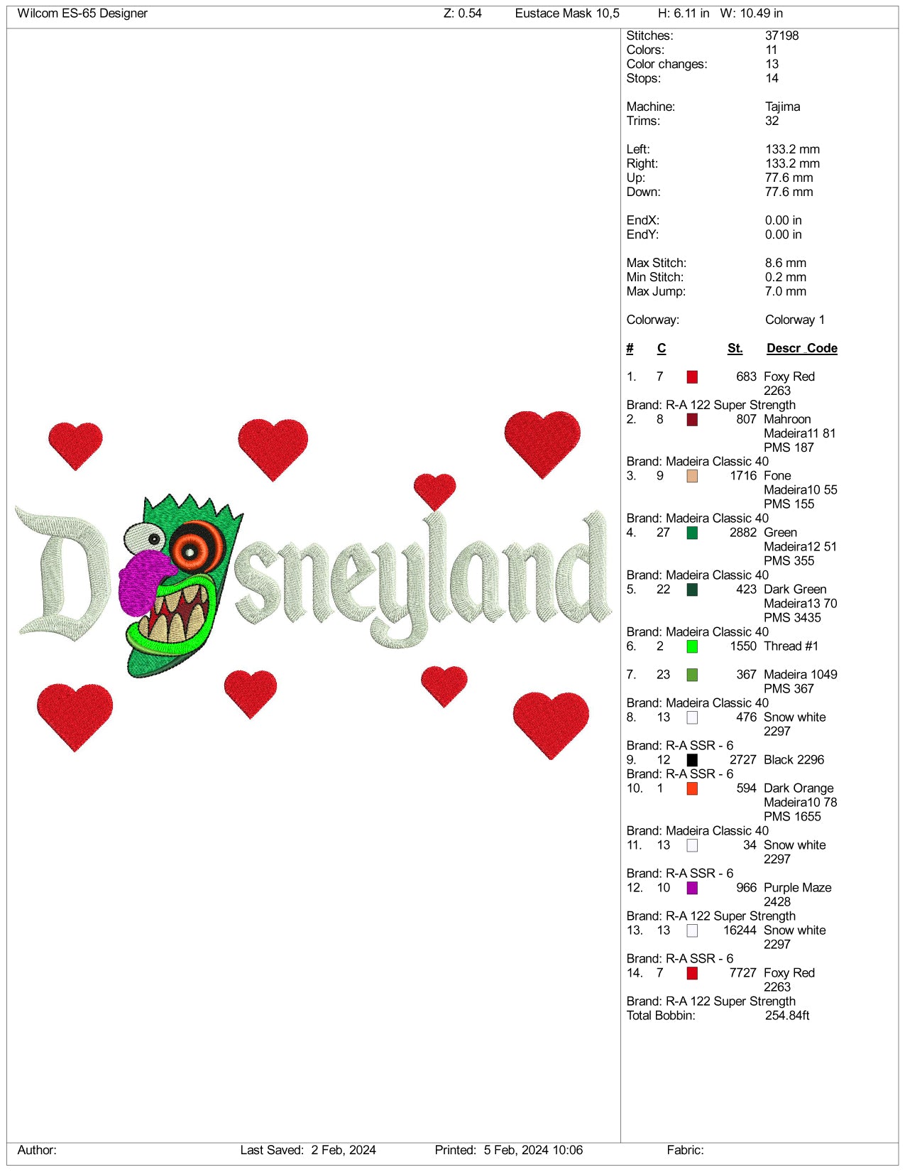 Boga Boga Boga Mask Disneyland Embroidery Design Files - 3 Size's