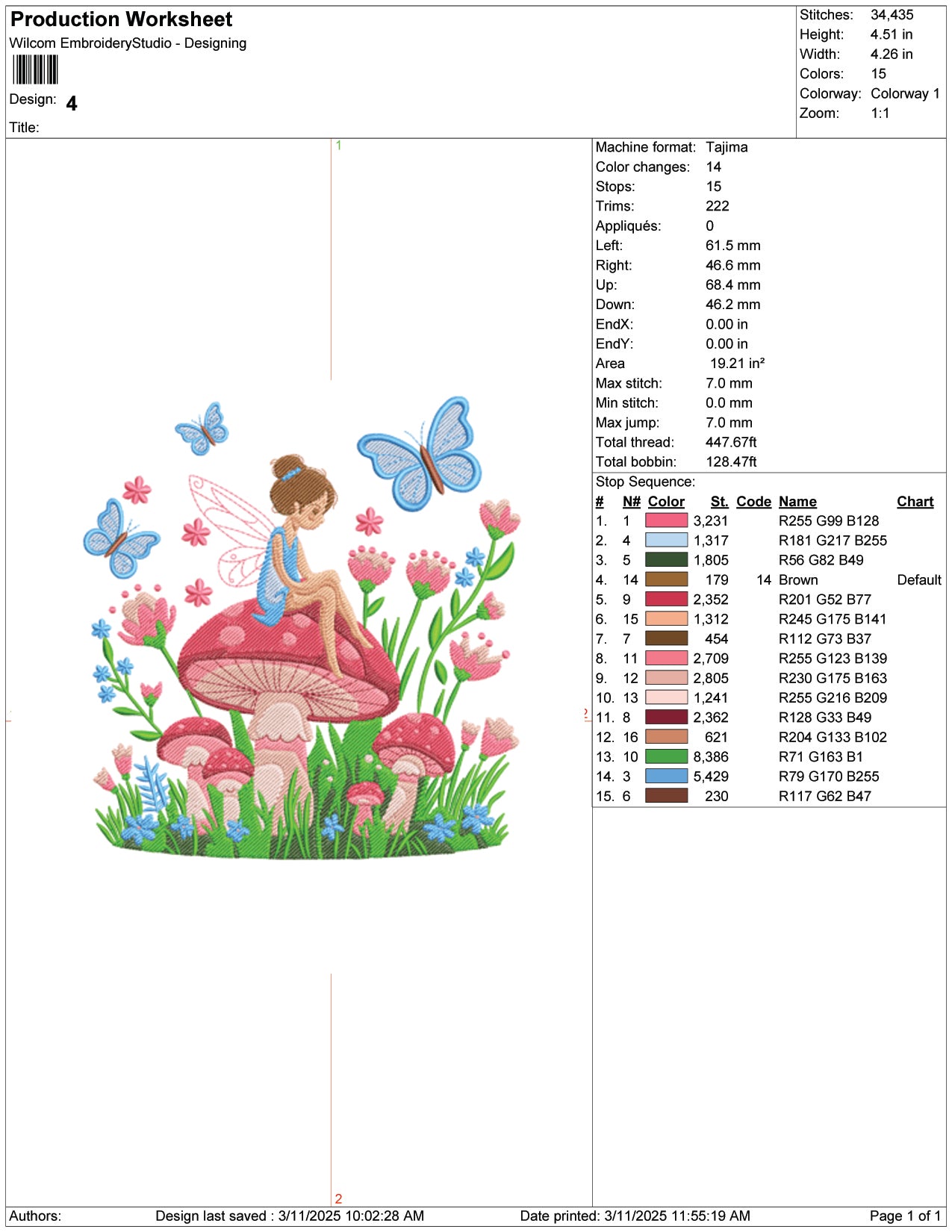 Fairy Sitting on Mushroom Embroidery Design Files - 9 Size's