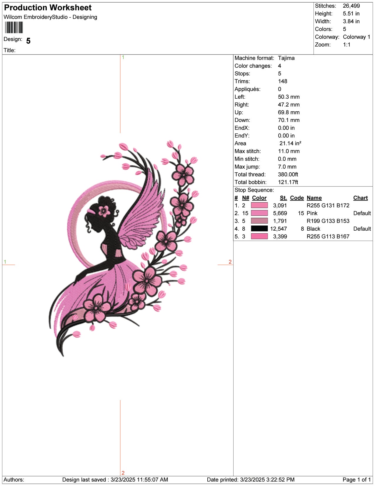 Fairy in Pink Dress Embroidery Design Files - 9 Size's