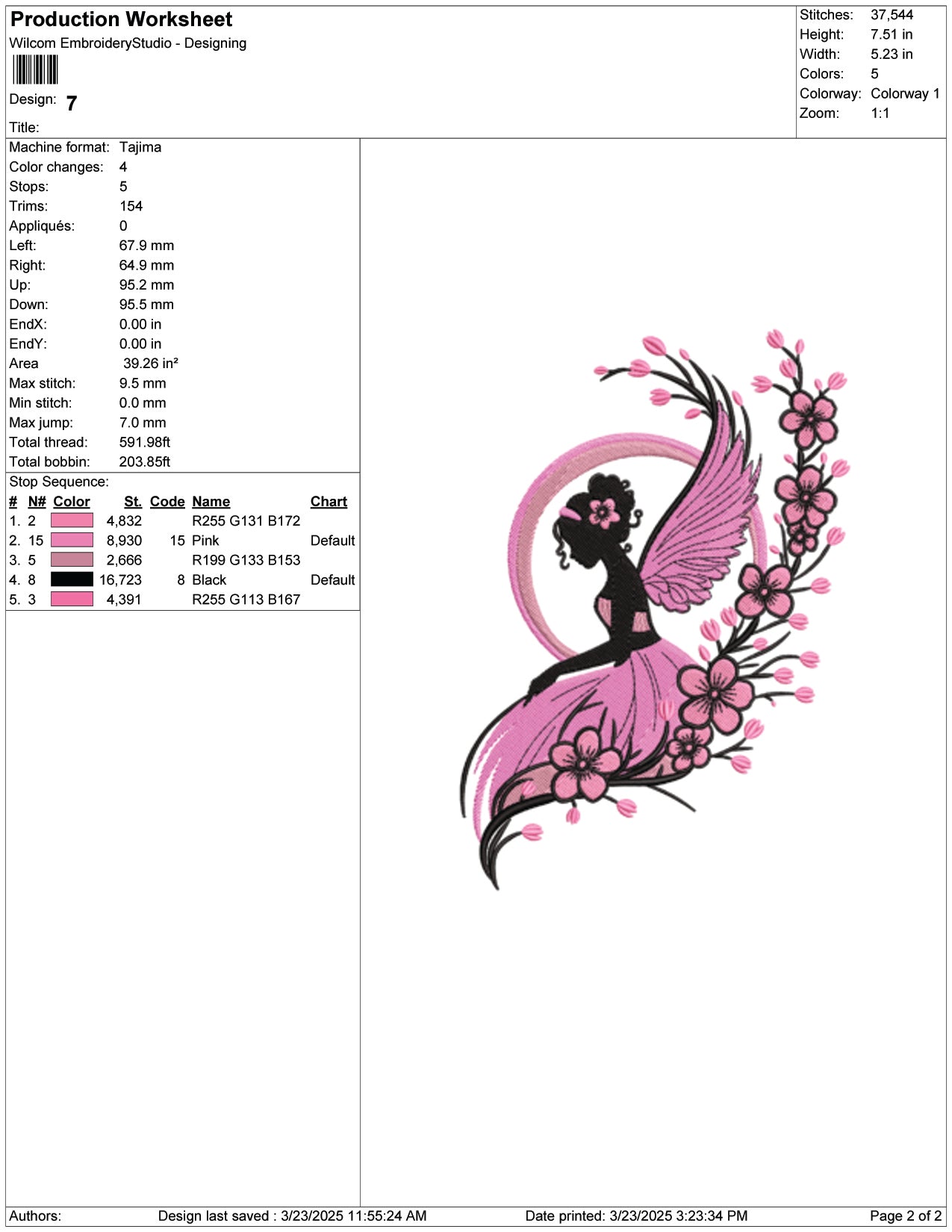 Fairy in Pink Dress Embroidery Design Files - 9 Size's