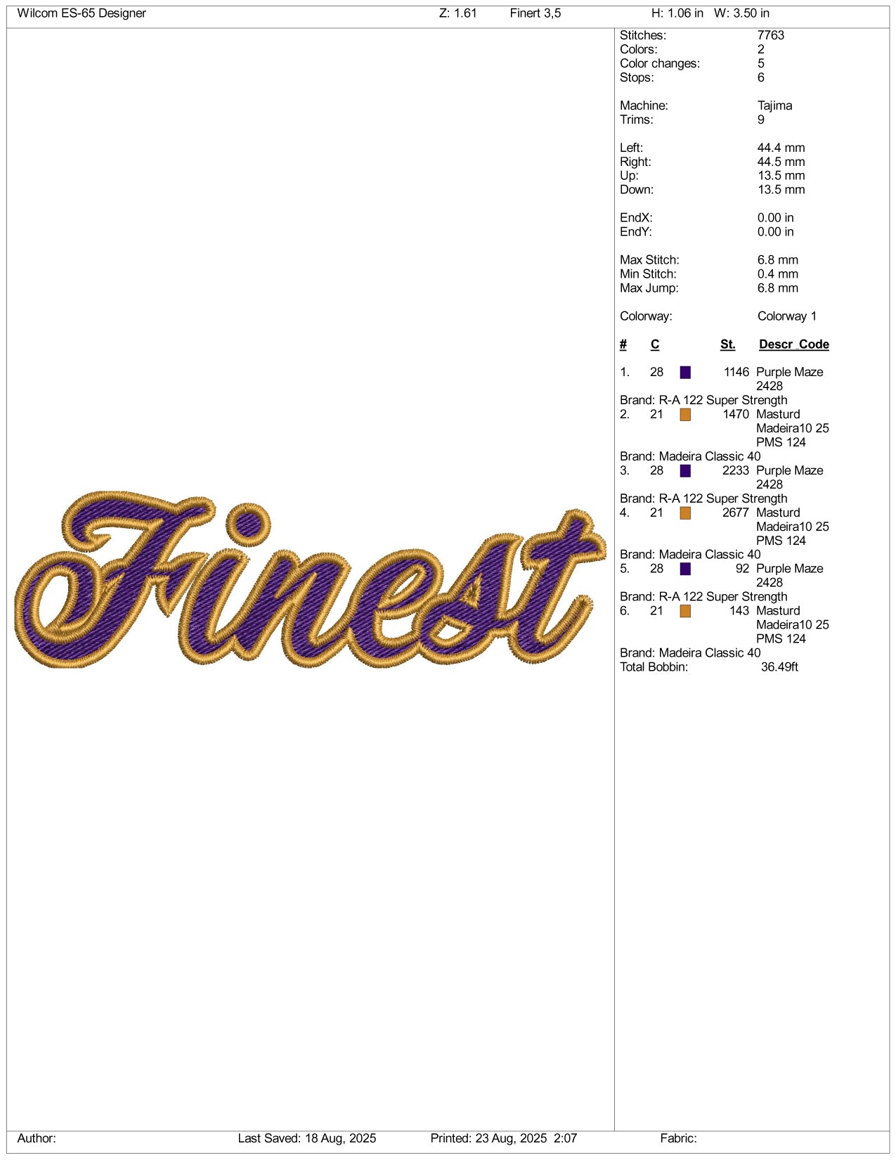 Finert Embroidery Files - 3 Size's