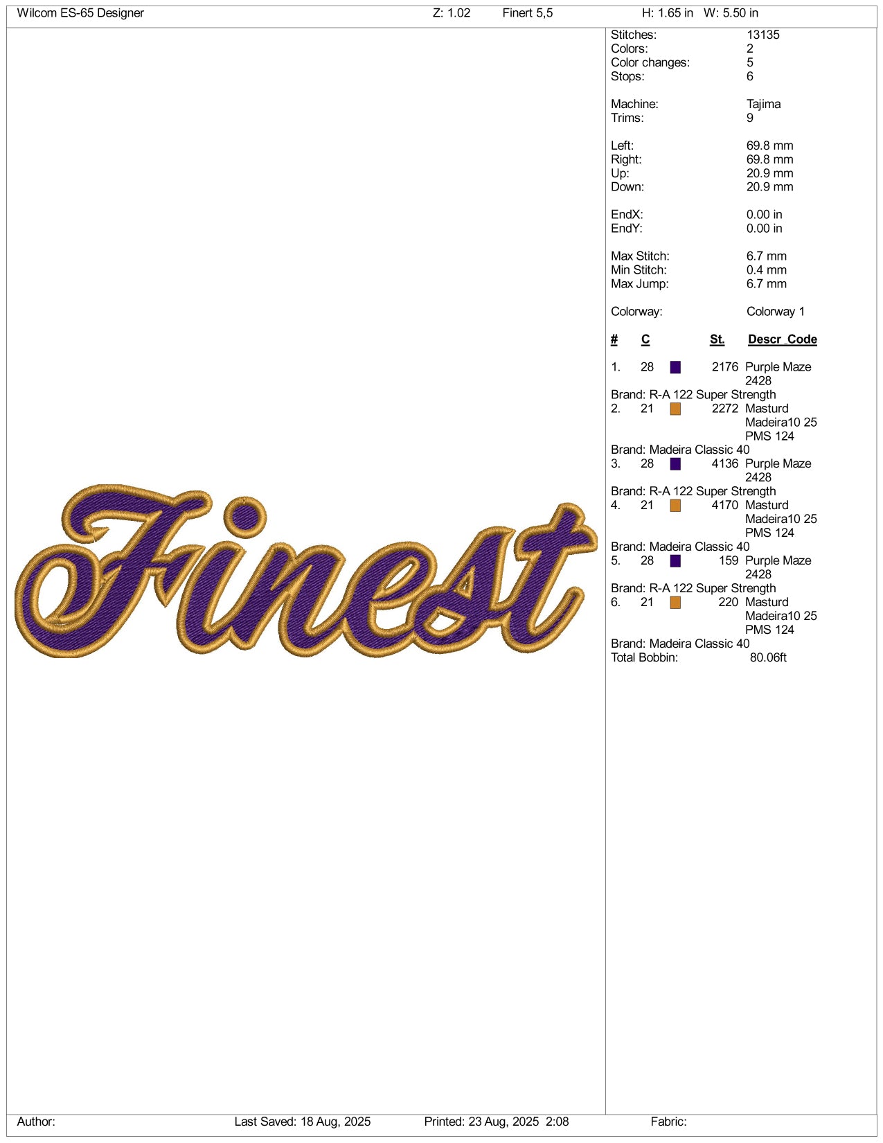 Finert Embroidery Files - 3 Size's