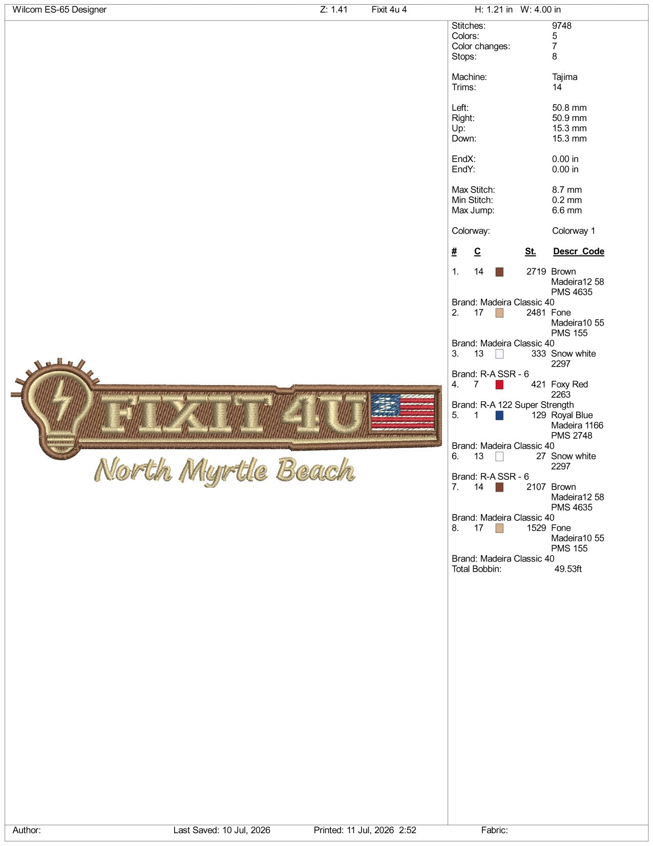Fixit 4u Logo Embroidery Design Files - 3 Size's