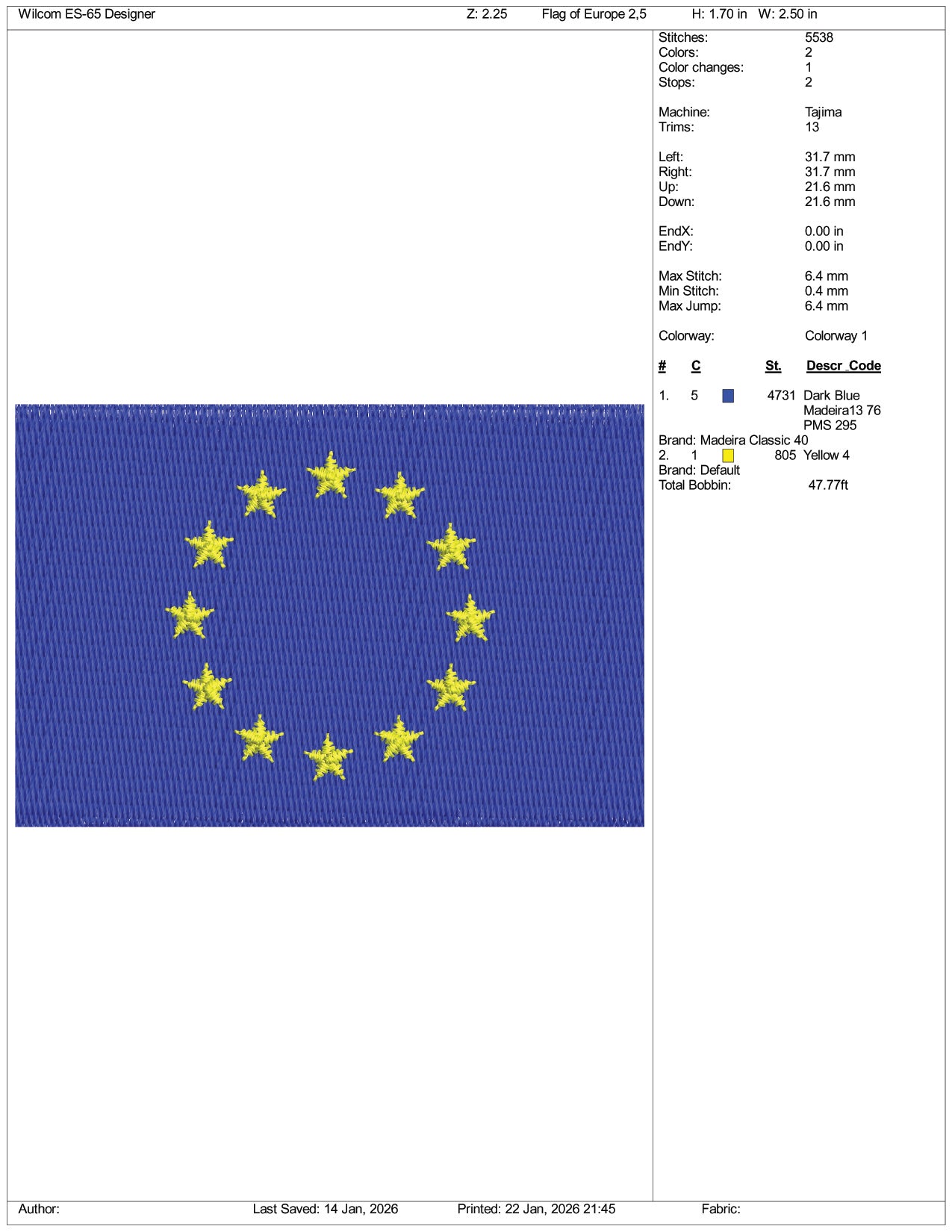 Europe Flag Embroidery Design Files - 3 Size's