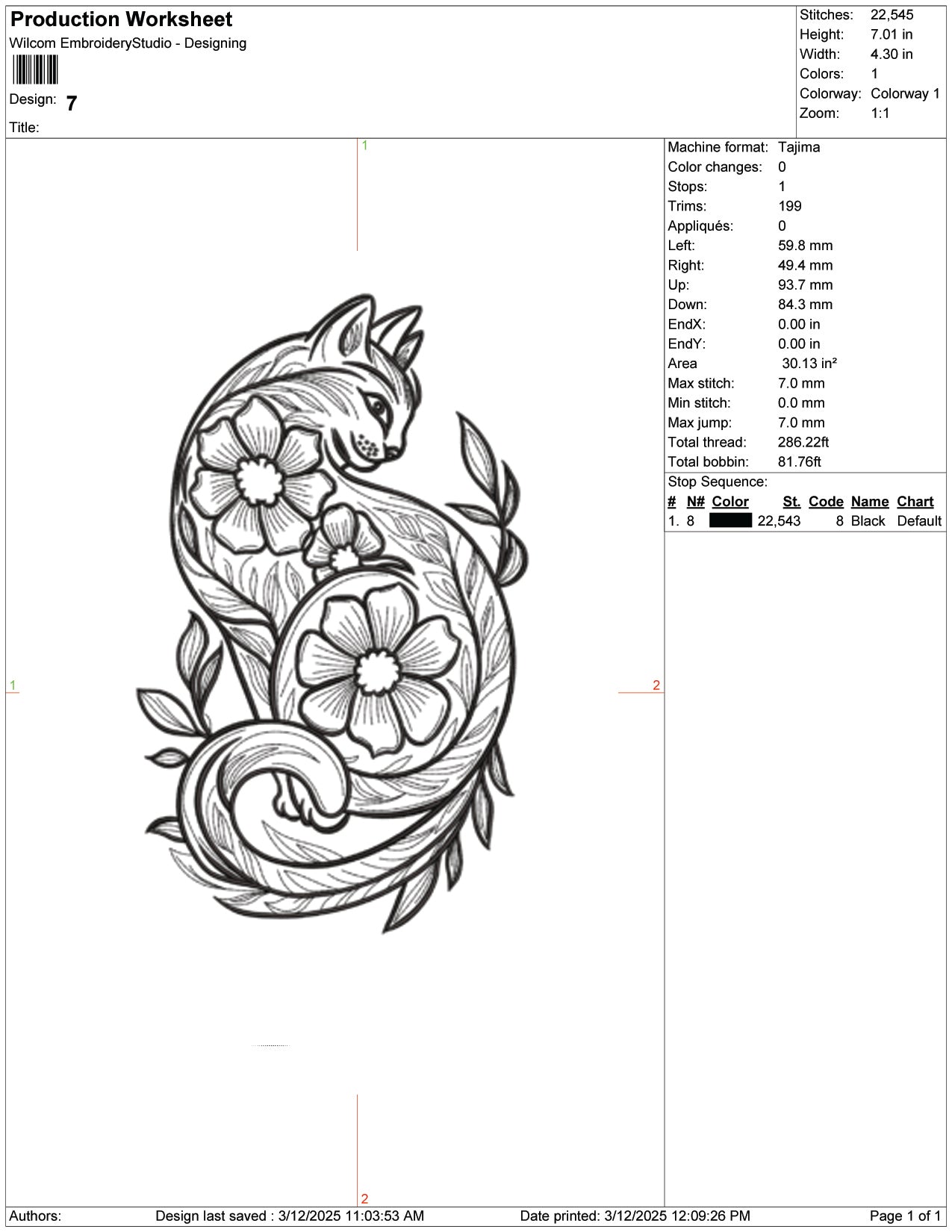 Floral Feline Elegance Embroidery Design Files - 7 Size's