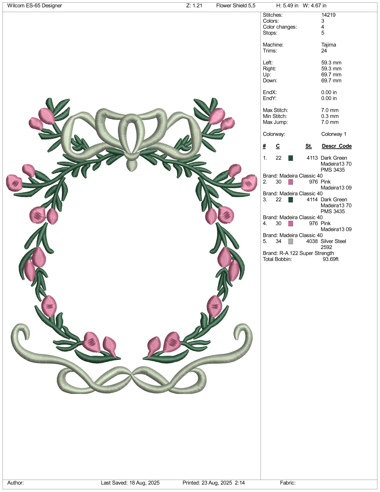 Crest With Flowers Embroidery Files - 3 Size's