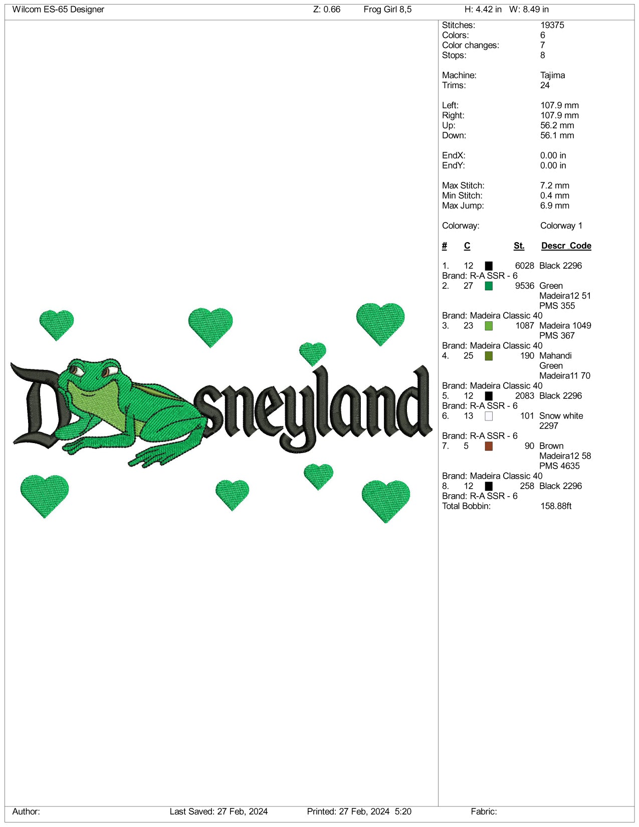 Princess Tiana Frog Embroidery Design Files - 3 Size's