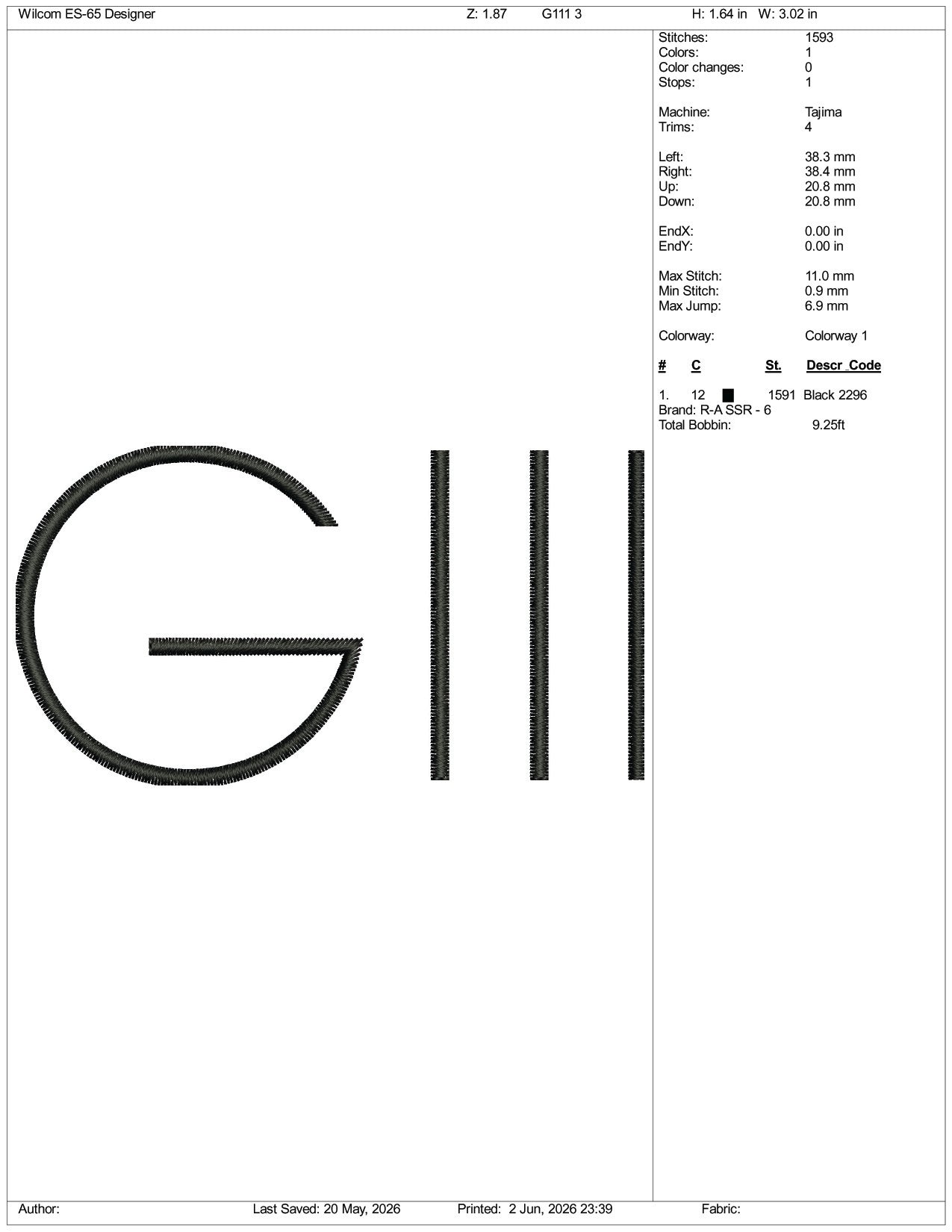 G-III Apparel Group Logo Embroidery Design Files - 3 Size's