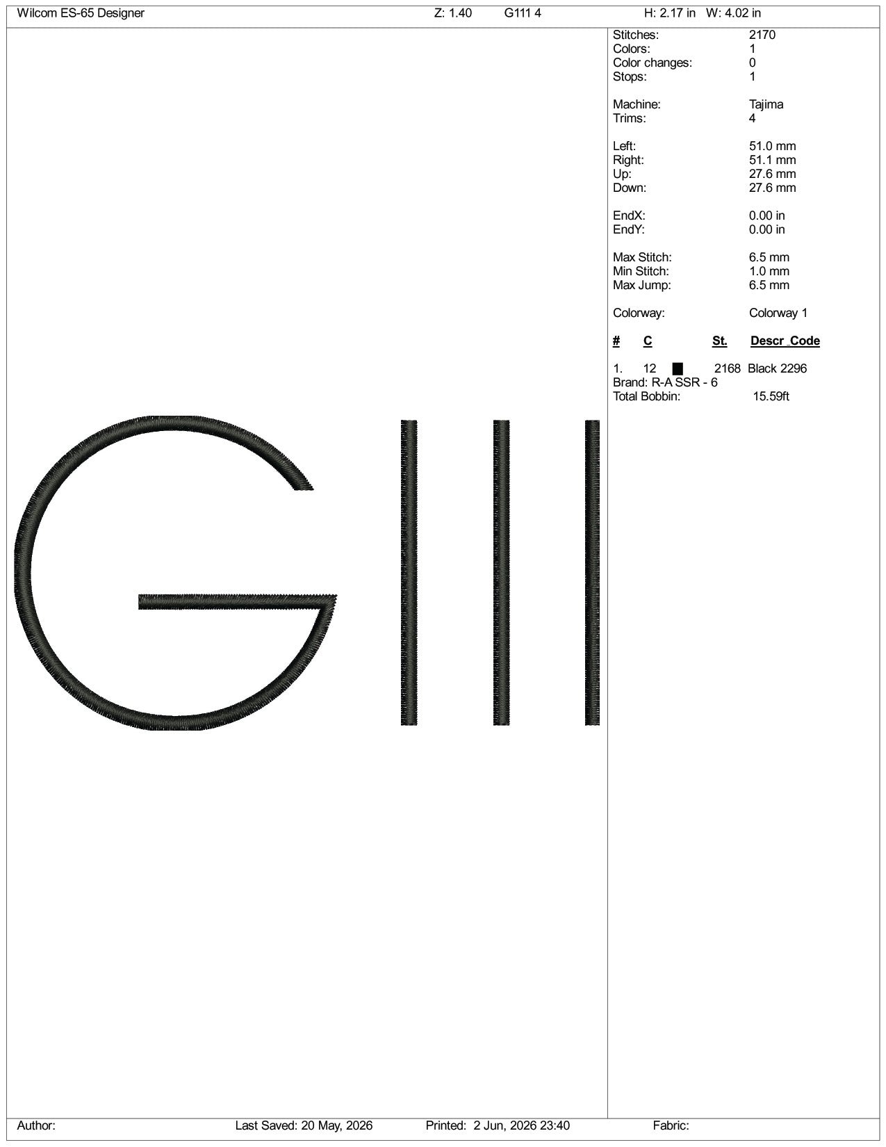 G-III Apparel Group Logo Embroidery Design Files - 3 Size's