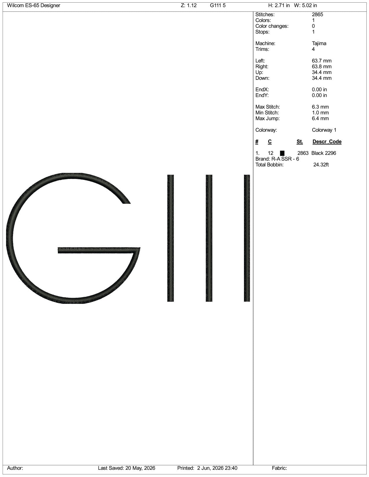 G-III Apparel Group Logo Embroidery Design Files - 3 Size's