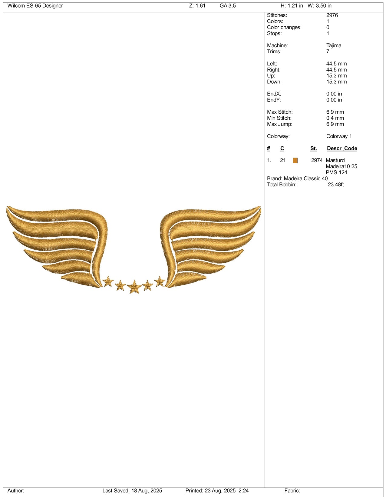 Wings Embroidery Files - 3 Size's