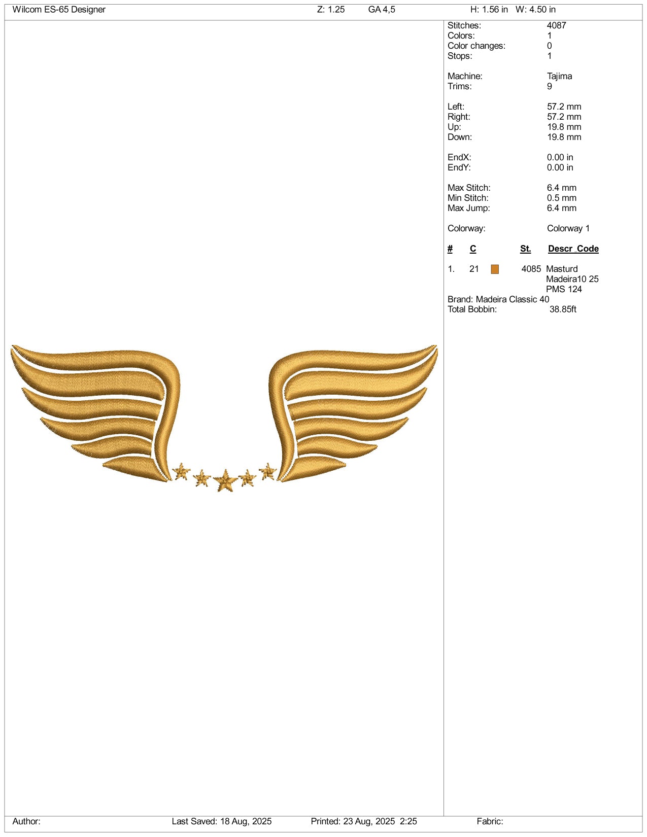 Wings Embroidery Files - 3 Size's