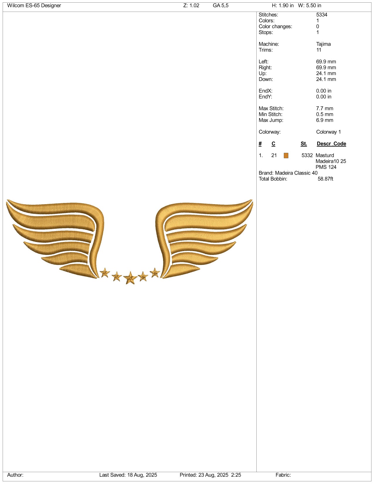 Wings Embroidery Files - 3 Size's