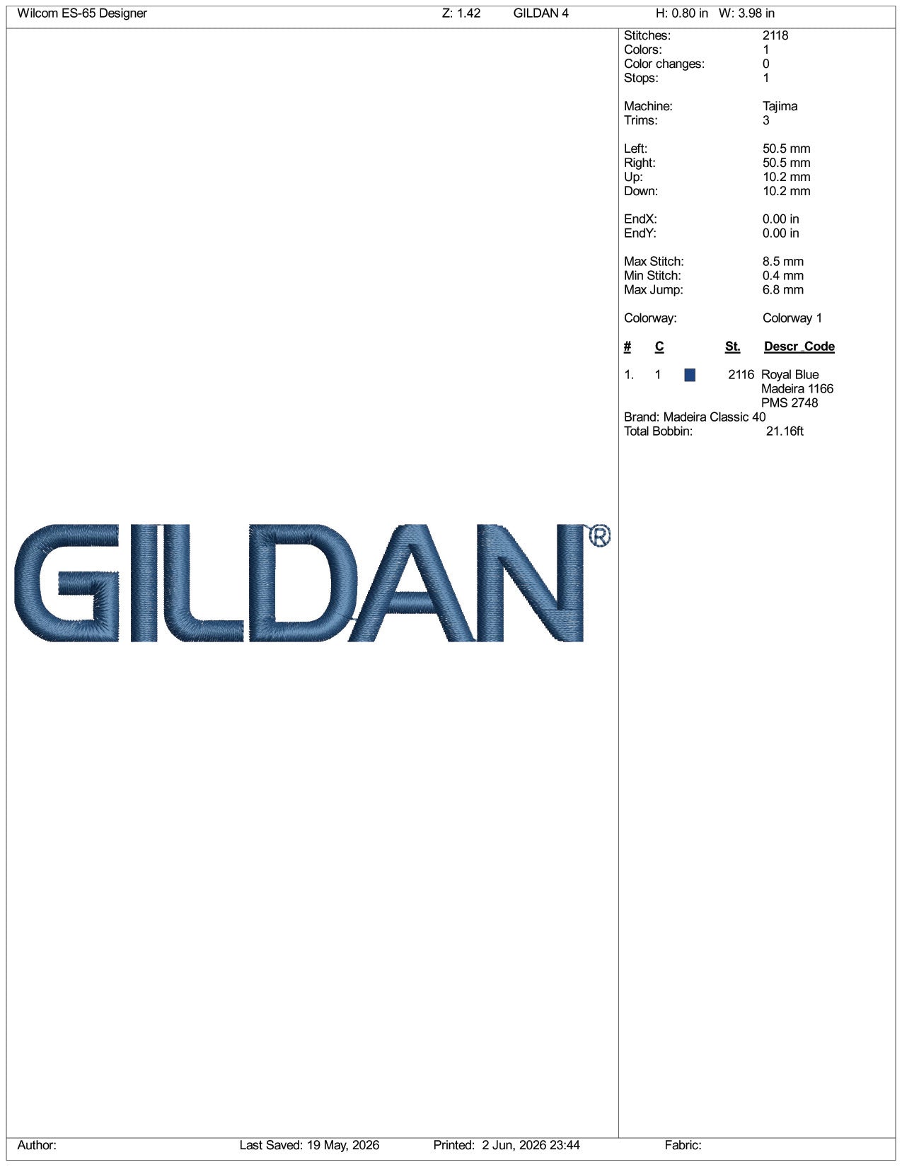 Gildan Logo Embroidery Design Files - 3 Size's