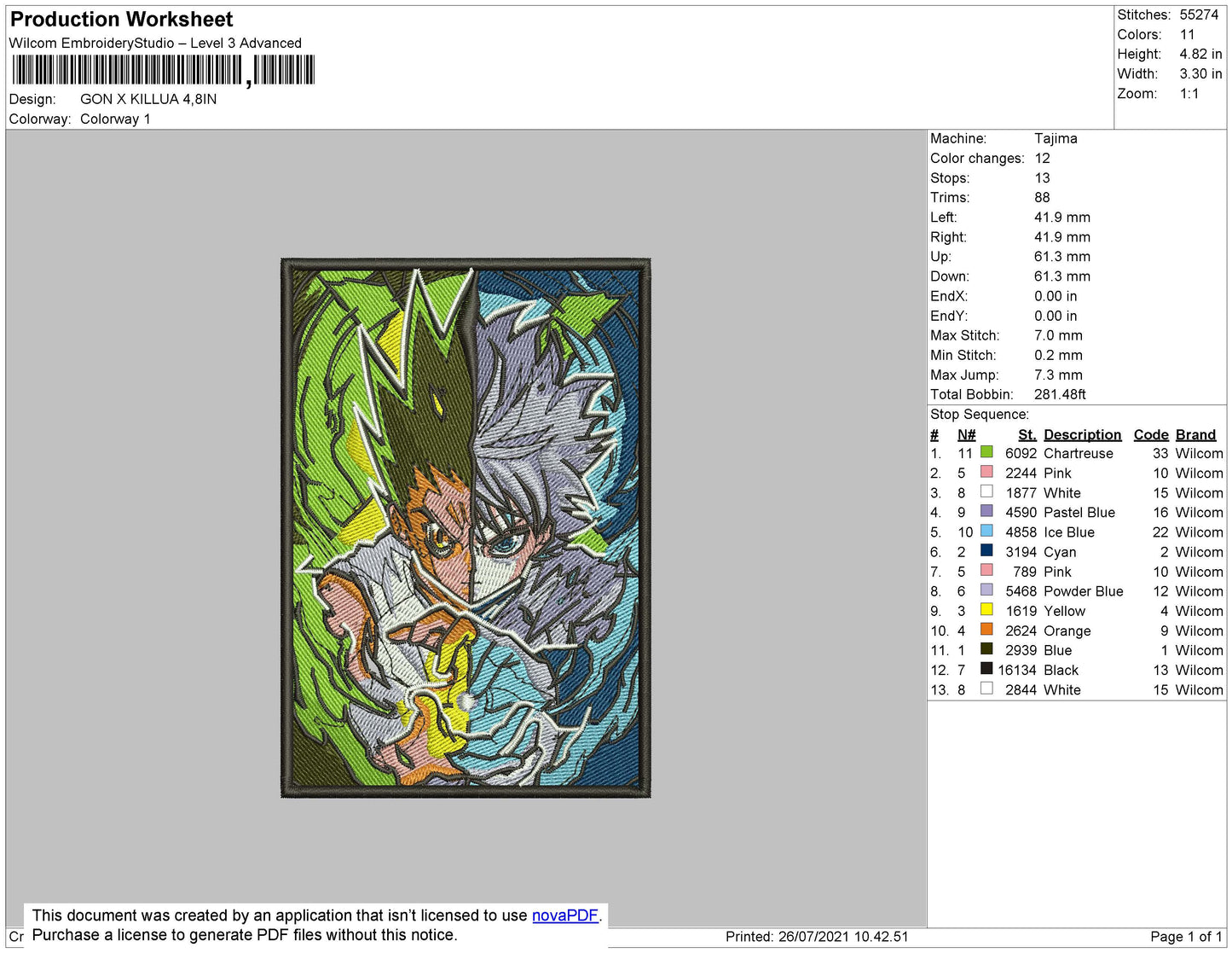 Gon Freecss v4 Embroidery Design Files - 4 Size's