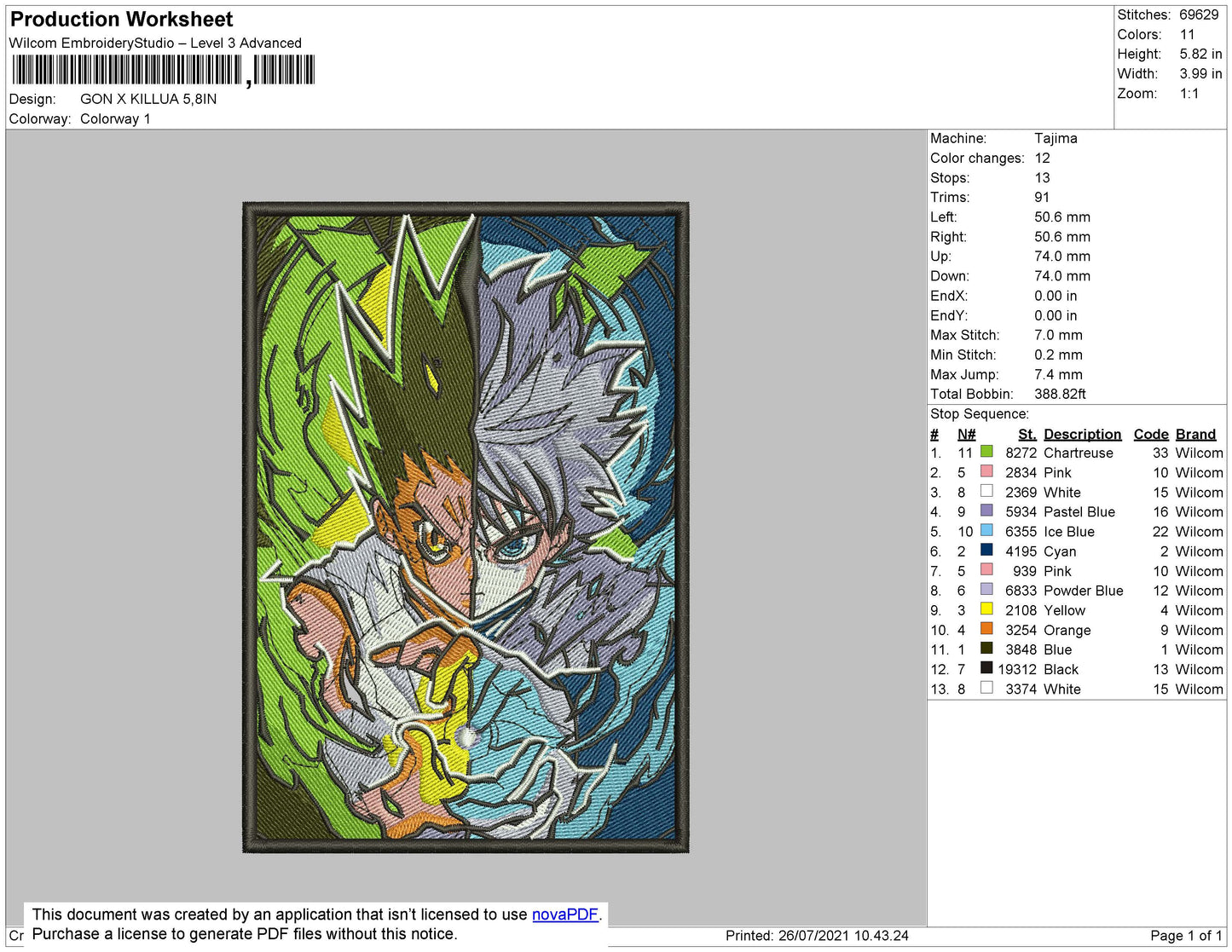 Gon Freecss v4 Embroidery Design Files - 4 Size's