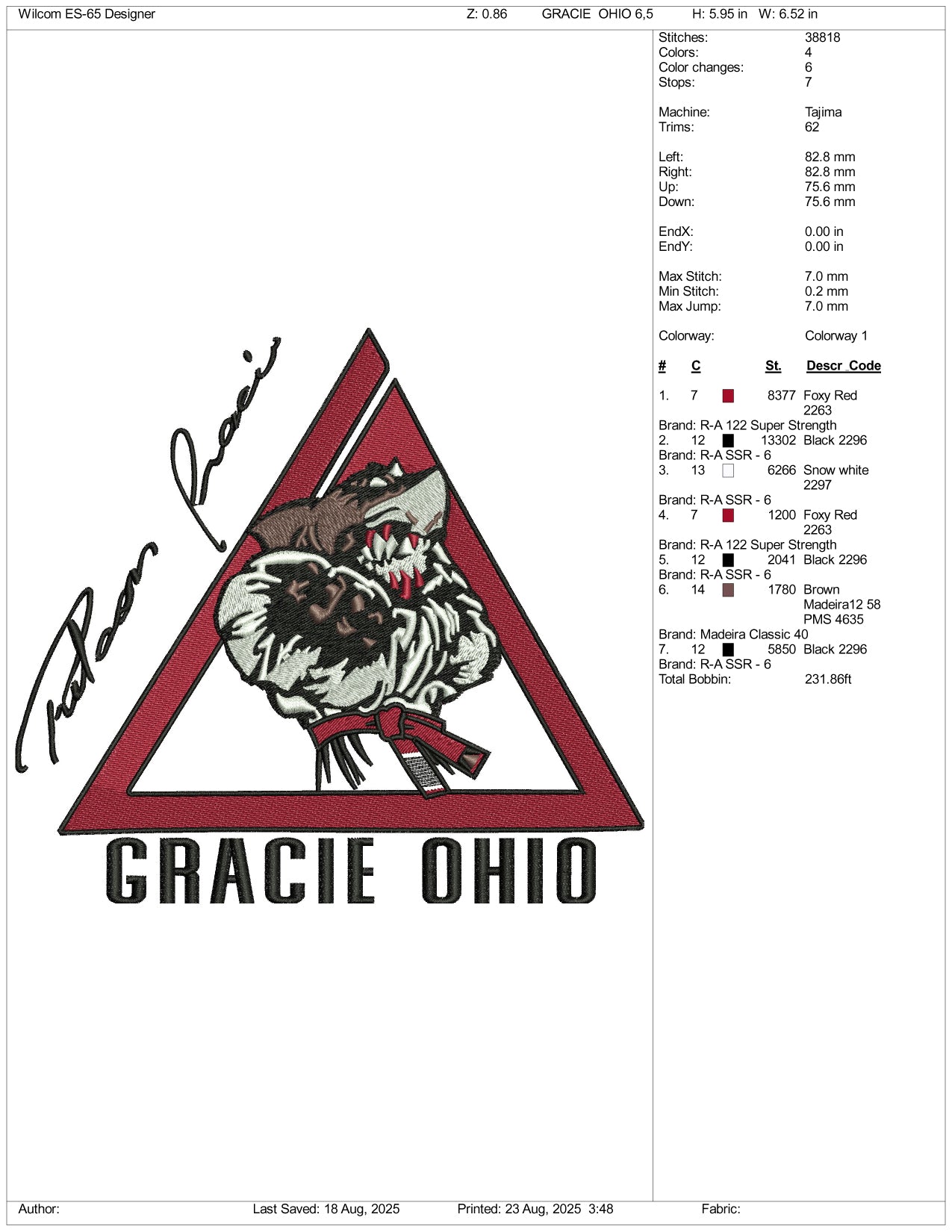 Gracie Ohio Embroidery Files - 3 Size's