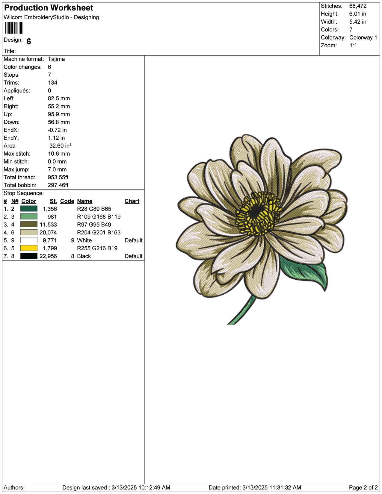 Gerbera Daisy Flower Embroidery Design Files - 9 Size's