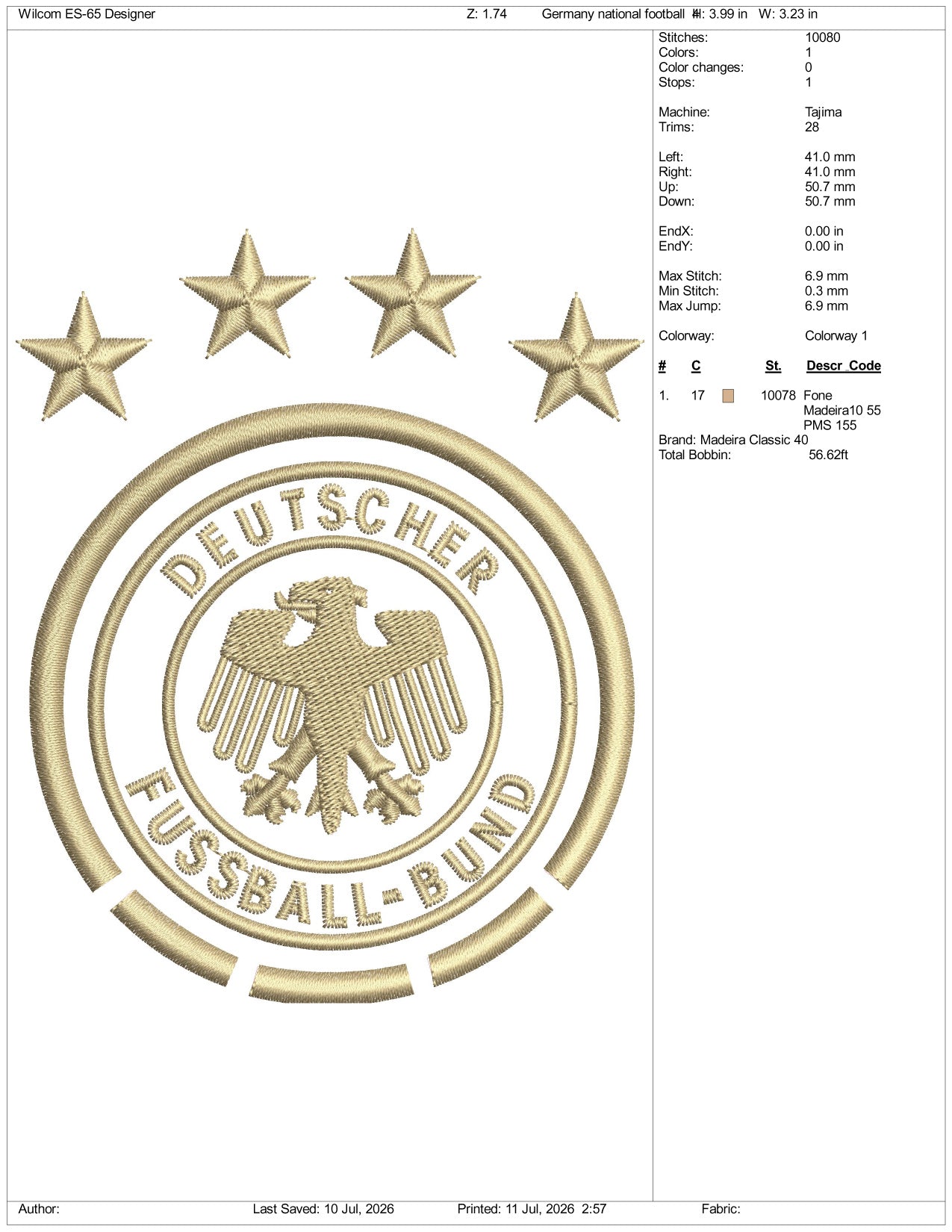 Germany National Football  Logo Embroidery Design Files - 3 Size's
