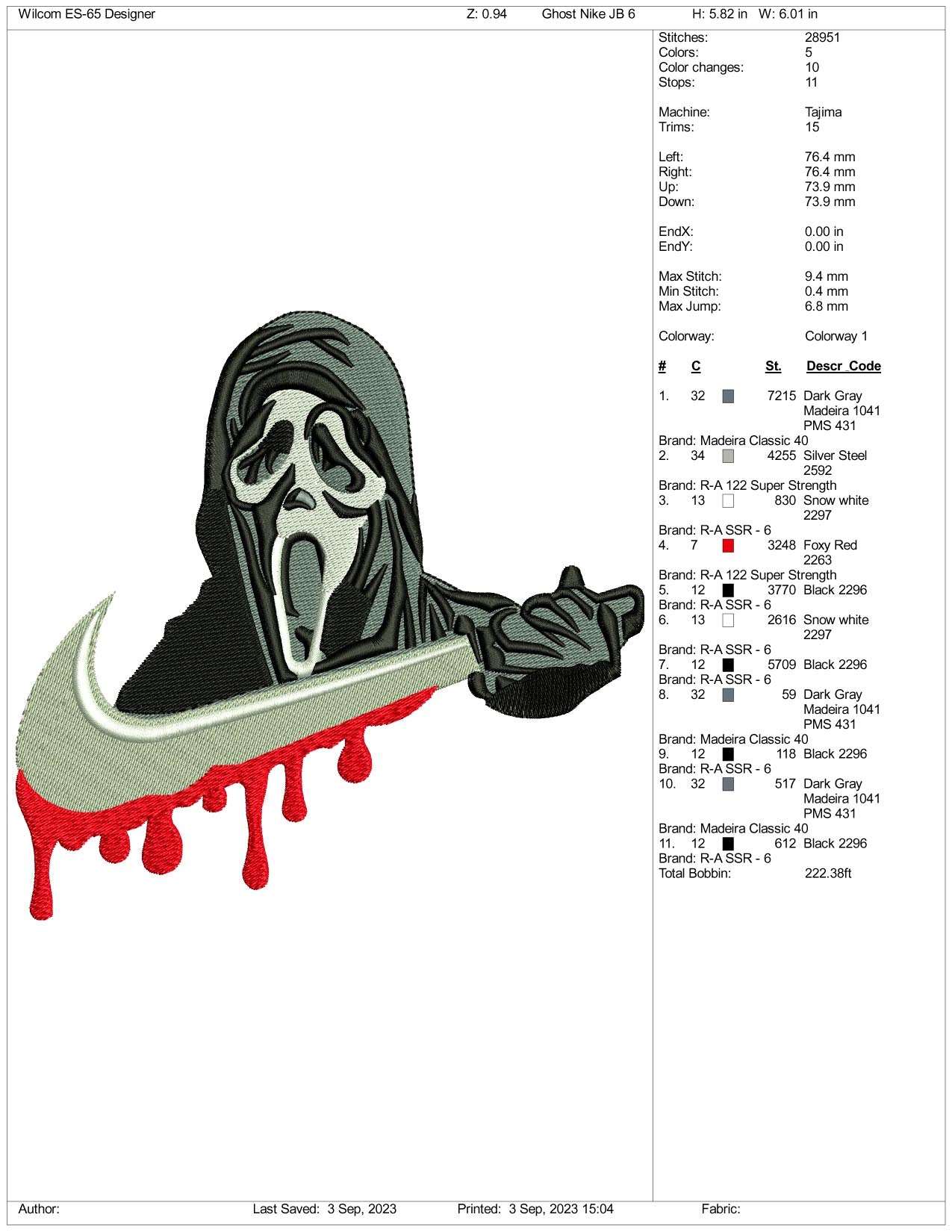 Nike Ghost Embroidery Design Files - 3 Size's