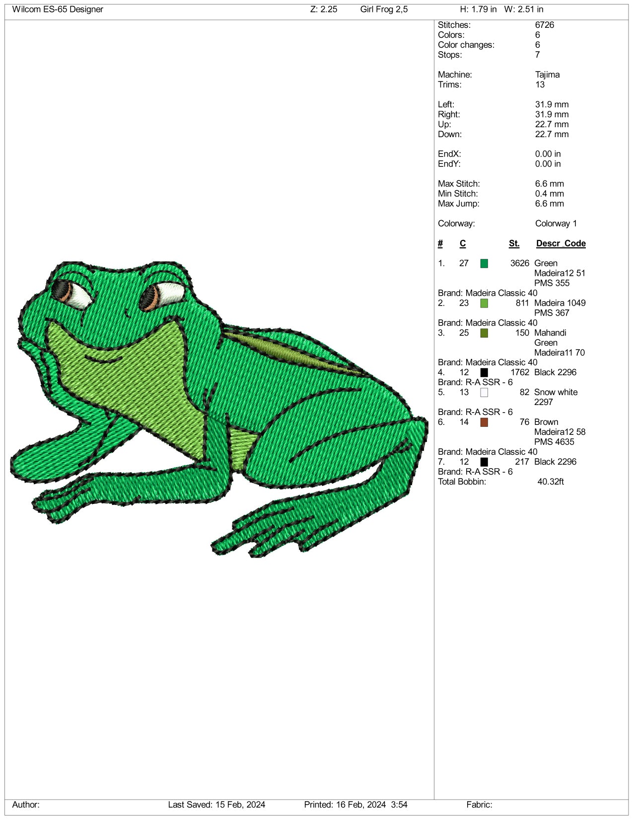 Princess Tiana Frog Embroidery Design Files - 3 Size's