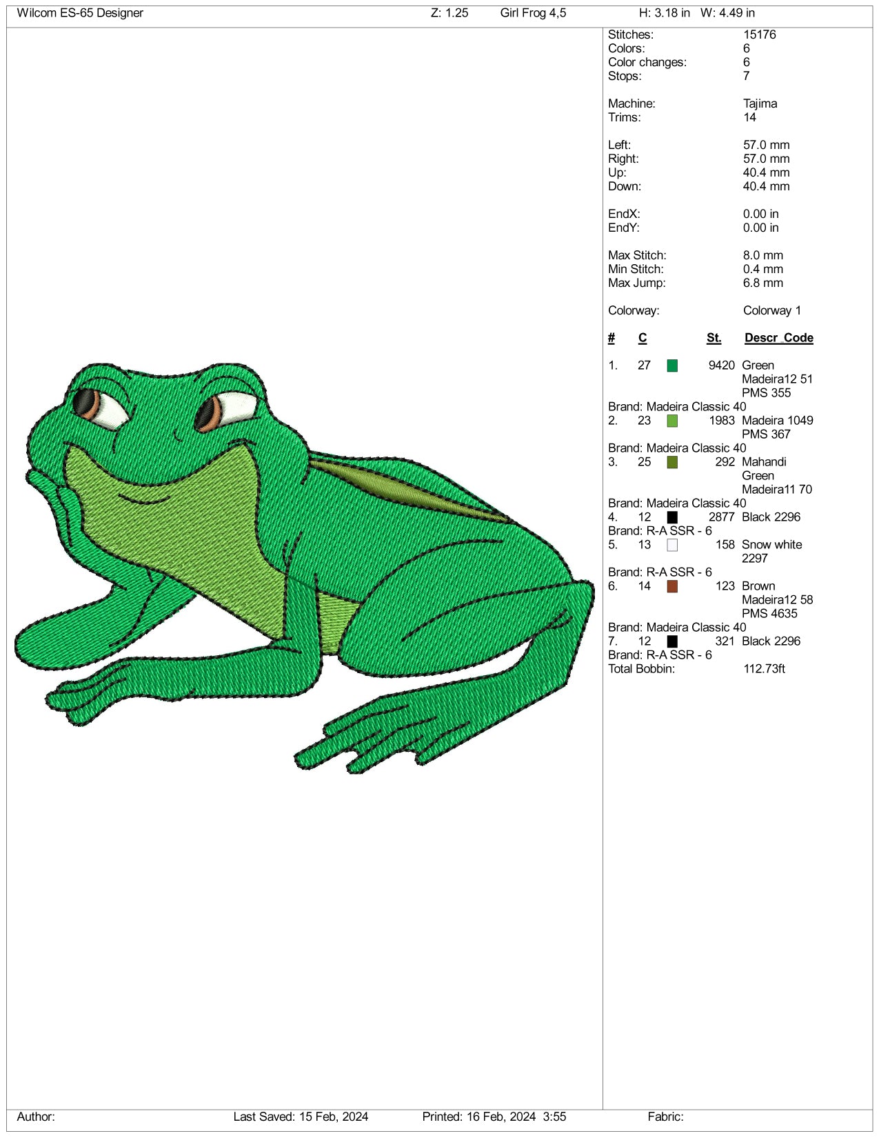 Princess Tiana Frog Embroidery Design Files - 3 Size's