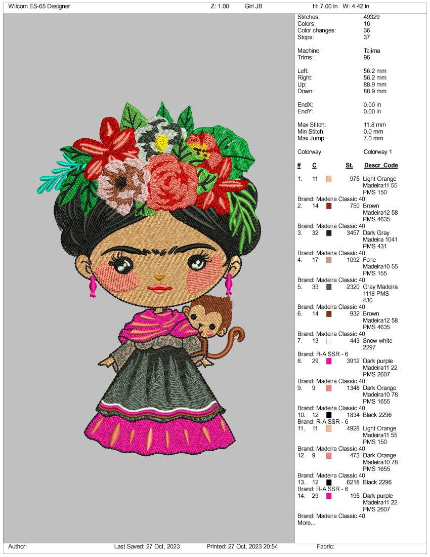 Doll Embroidery Design Files - 3 Size's