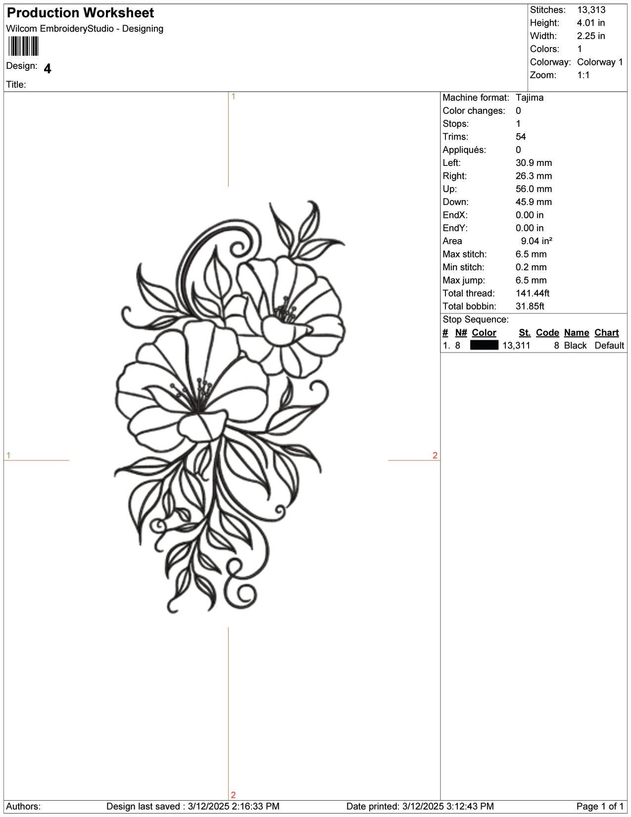 Graceful Floral Vine Embroidery Design Files - 9 Size's