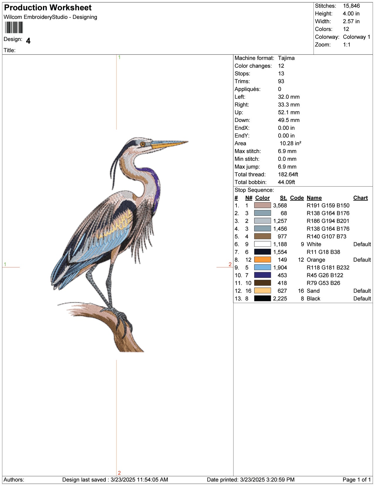 Graceful Heron Embroidery Design Files - 9 Size's