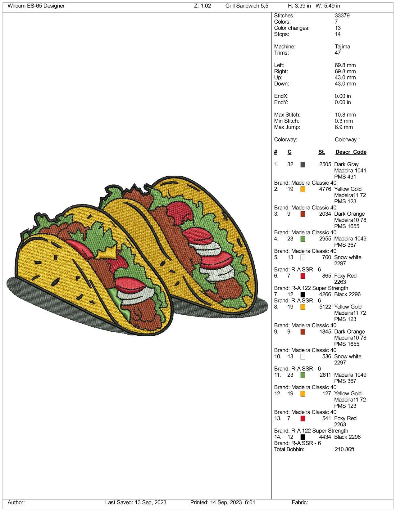 Crocs Taco Jibbitz Embroidery Design Files - 3 Size's