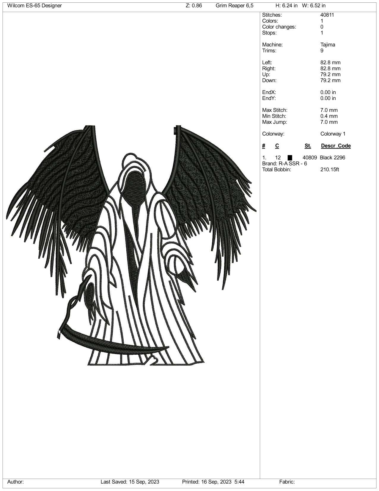 Angel Of Death Embroidery Design Files - 3 Size's