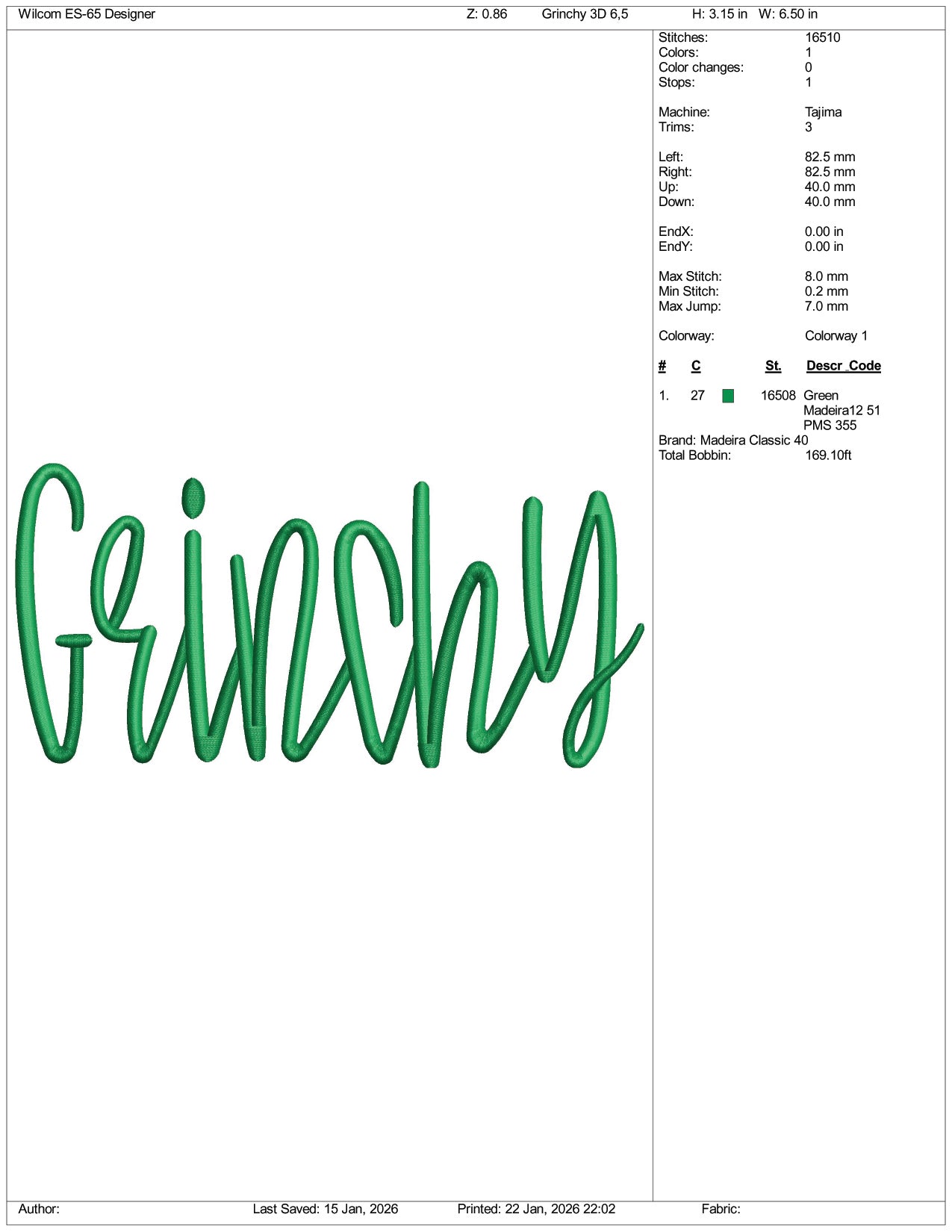 Grinchy Embroidery Design Files - 4 Size's