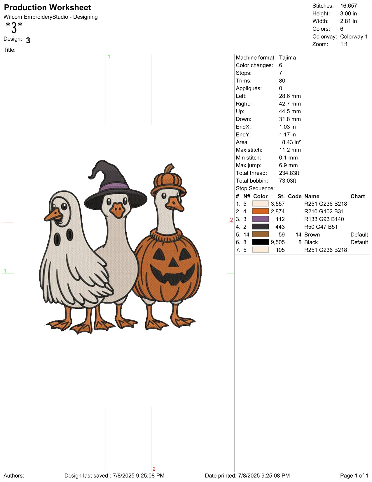 Ghost Ducks Embroidery Design Files - 7 Size's