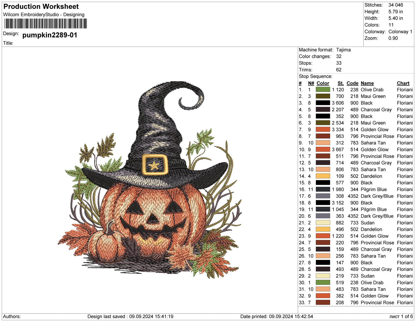 Spooky Pumpkin Embroidery Design Files - 3 Size's